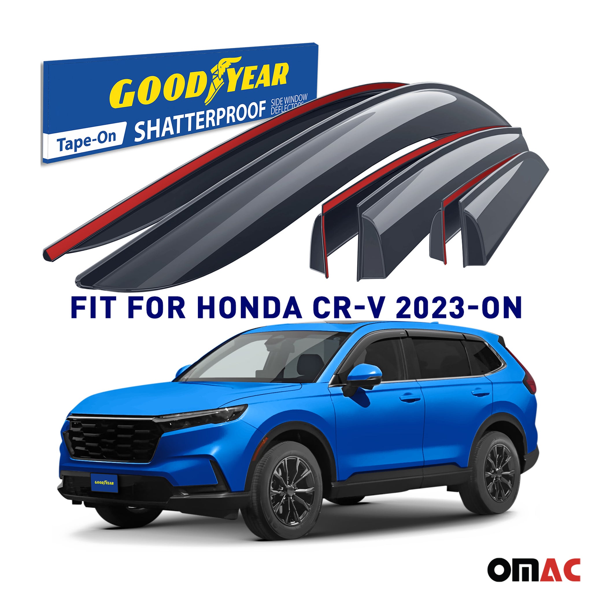 Goodyear Wind Deflectors for Honda CR-V (CRV) 2023-2025 Tape-On Premium Smoke 6x