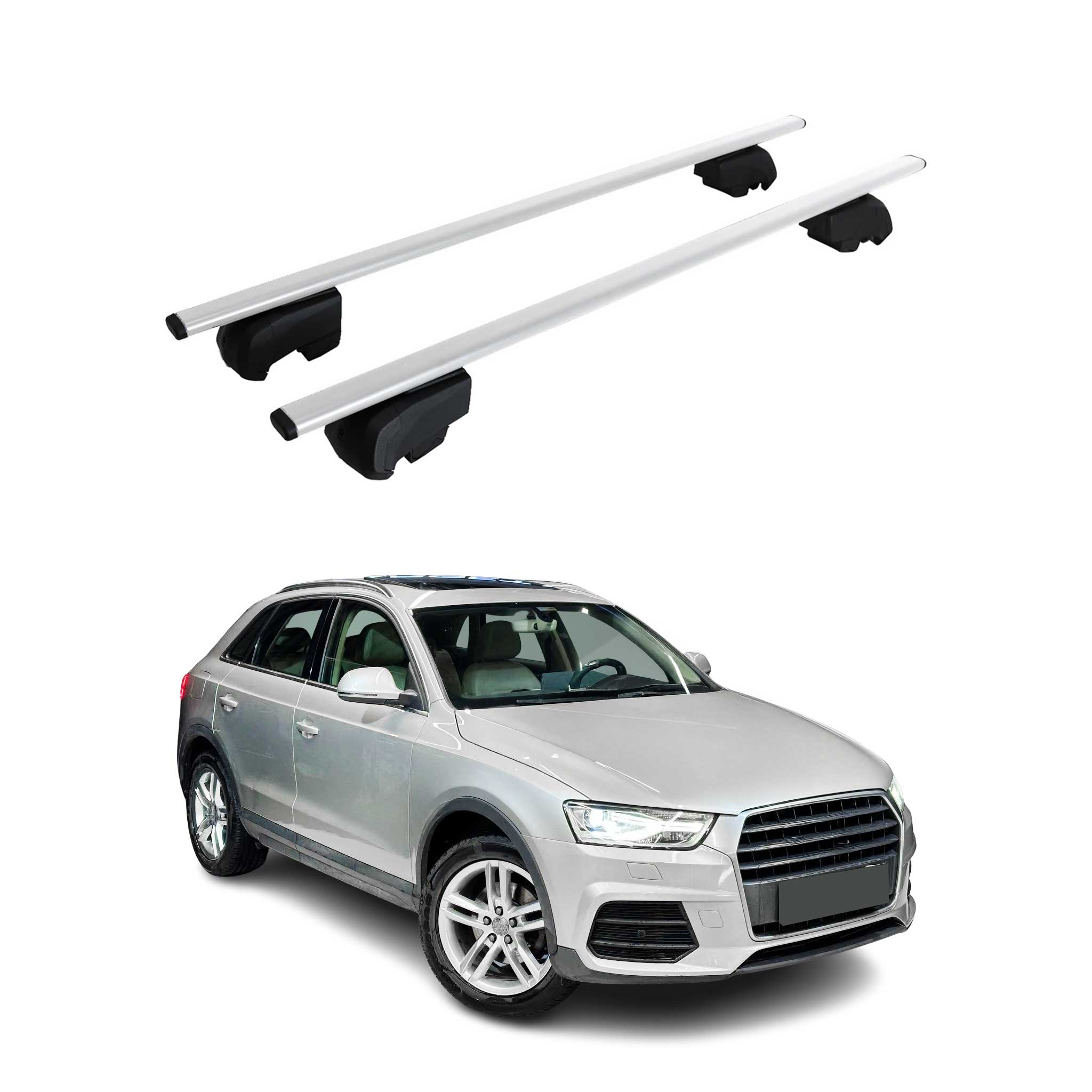 2013-2018 Audi Q3 Roof Rack Cross Bars Black Luggage Carrier 2 Pcs