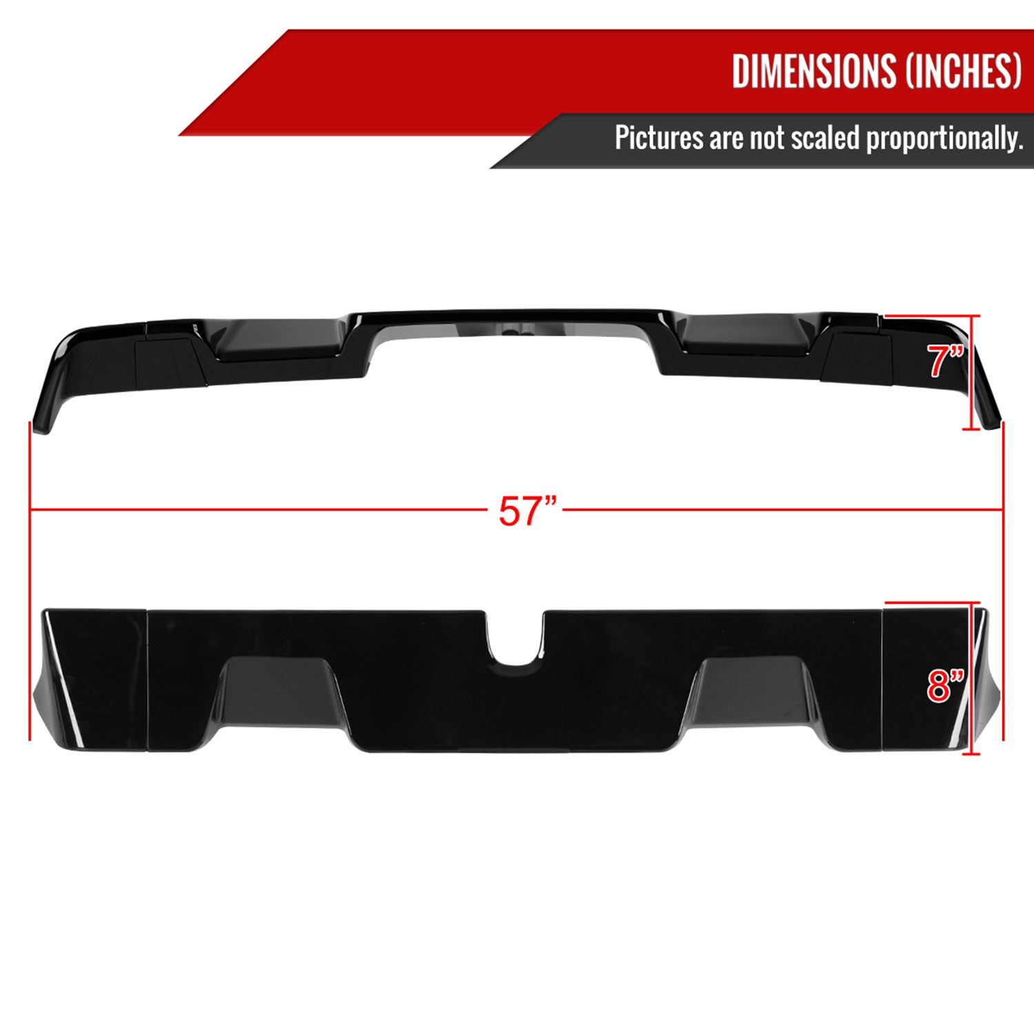 2019-2024 Dodge RAM 1500 Rear Roof Glossy Black Truck Spoiler Wing Kit