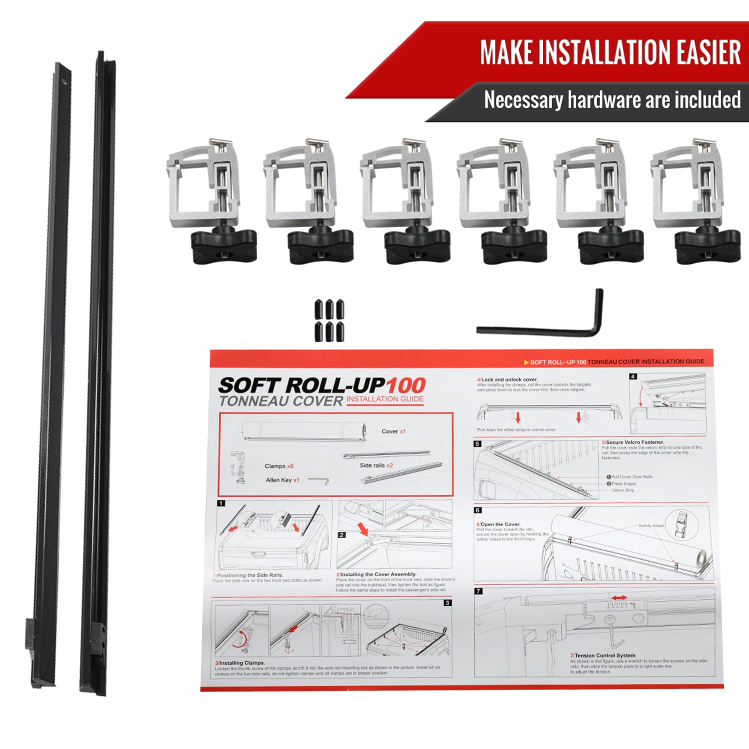 2002-2018 Dodge RAM 1500/2500/3500 6.4FT Roll Up Tonneau Cover
