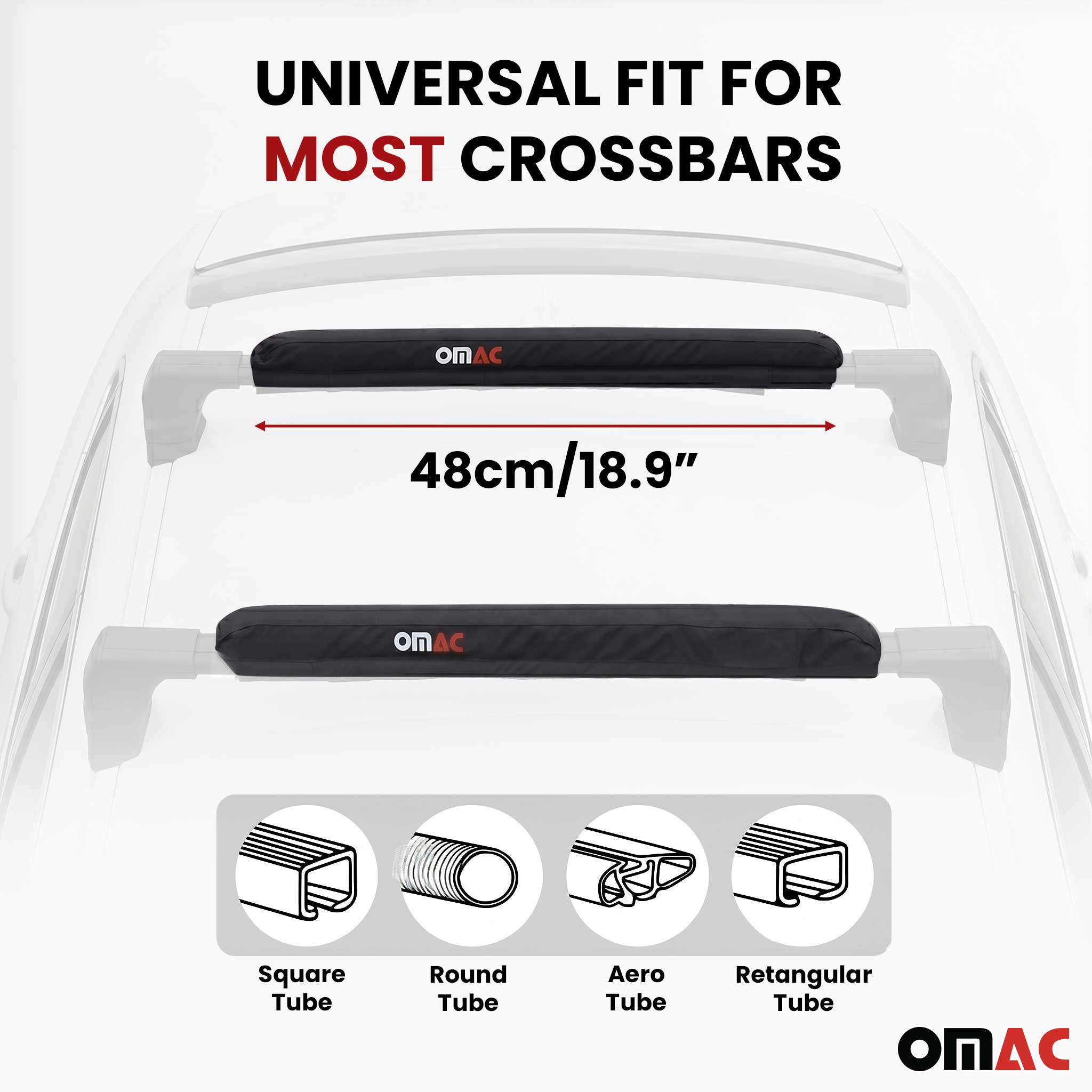 Ford 19" Roof Rack Pads Surfboard Windsurf Crossbar Pads Black 2 Pcs
