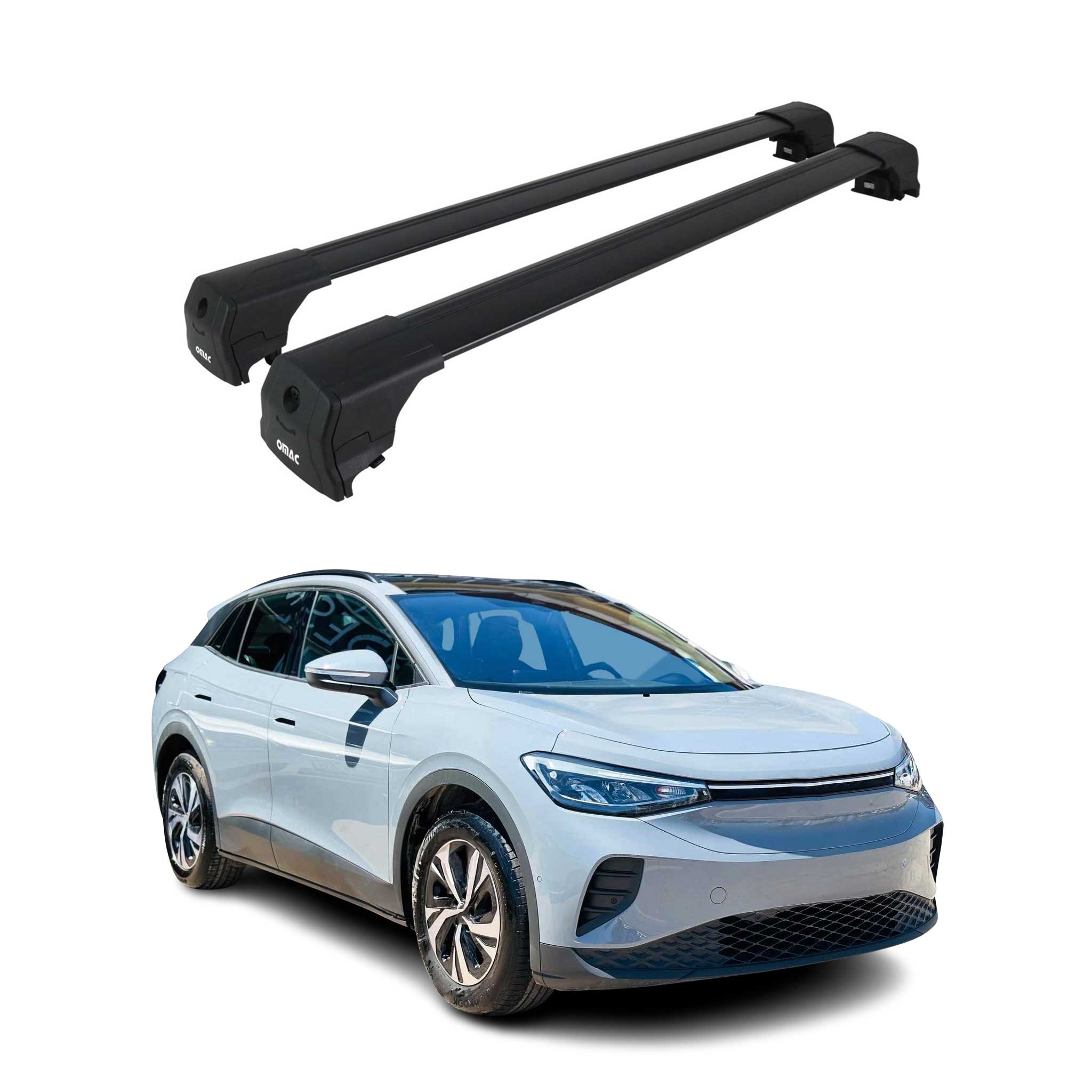 Aluminium Roof Racks Cross Bars Carrier for Volkswagen ID.4 2021-2026 Black 2Pcs