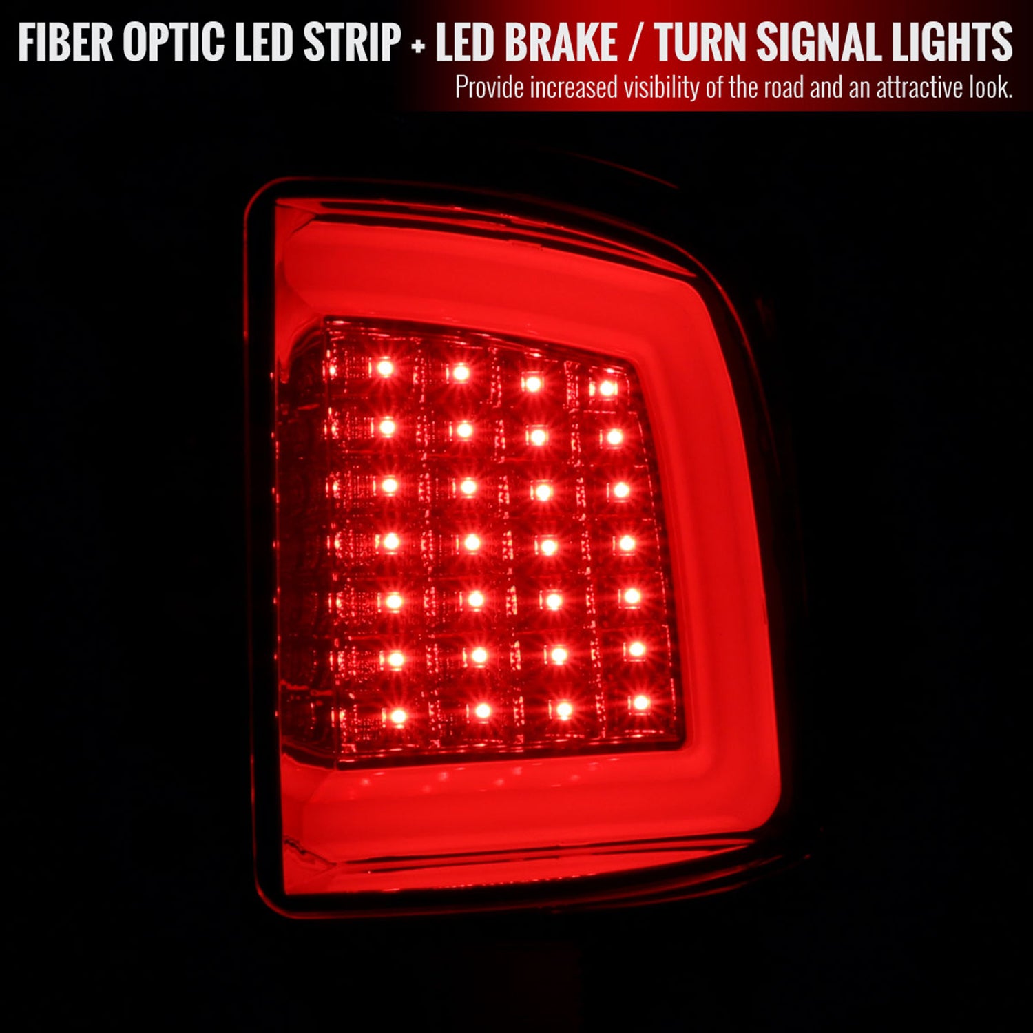 2009-2018 Dodge RAM 1500 2500 3500 White Bar LED Tail Lights Chrome/Smoke