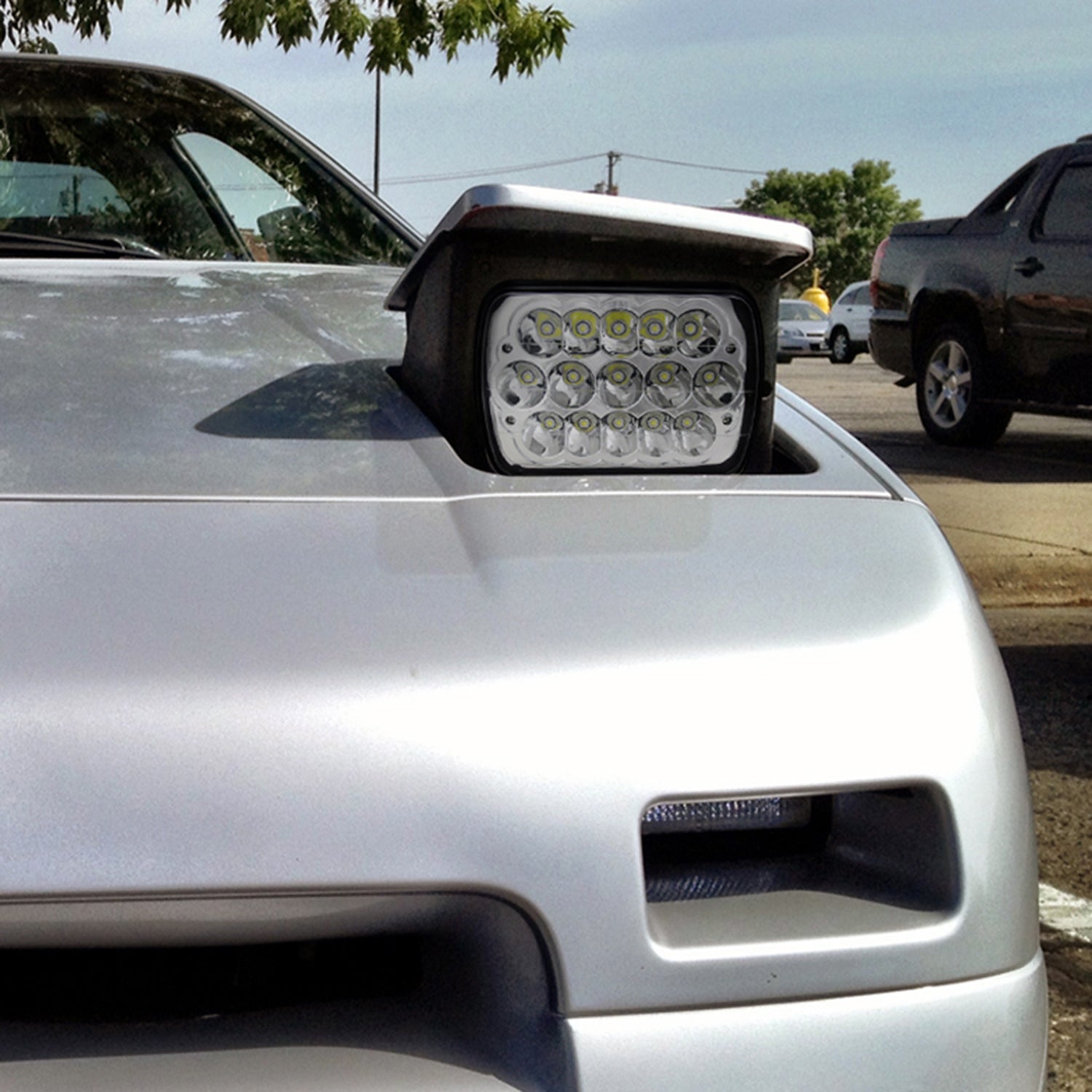 Universal 7"x6" 15-LED Sealed Beam Headlights w/ H4 Plug Black Alu Housing/PMMA