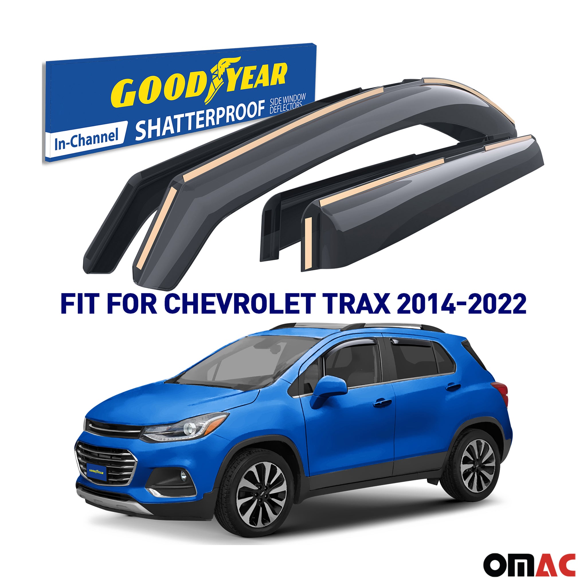 Goodyear Wind Deflectors for Chevrolet Trax 2014-2022 Shatterproof Smoke 4x