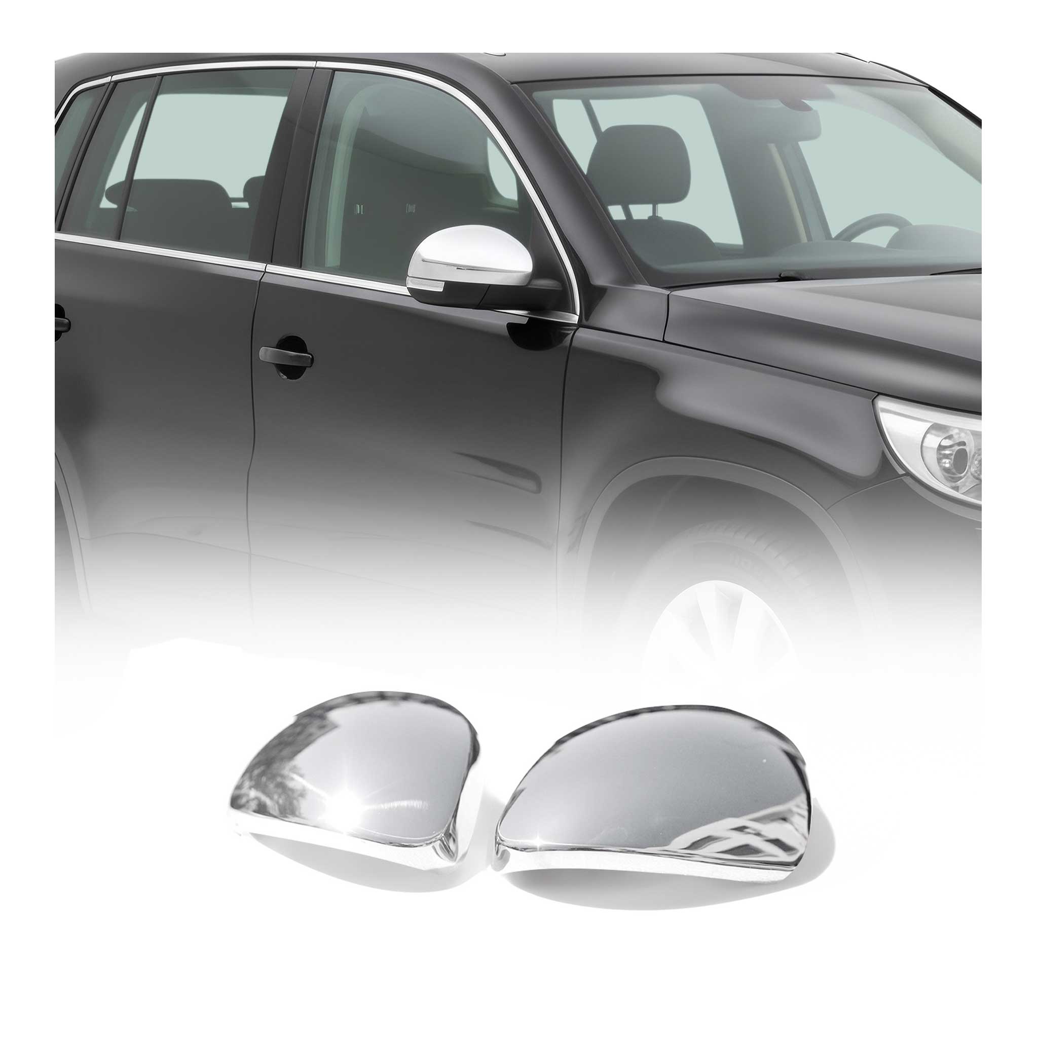 2009-2017 VW Tiguan Side Mirror Cover Caps Stainless Steel Silver 2 Pcs