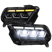 For Ford Mustang 2010-2014 Full LED Projector Headlights Sequential DRL Matte Black Clear Lens