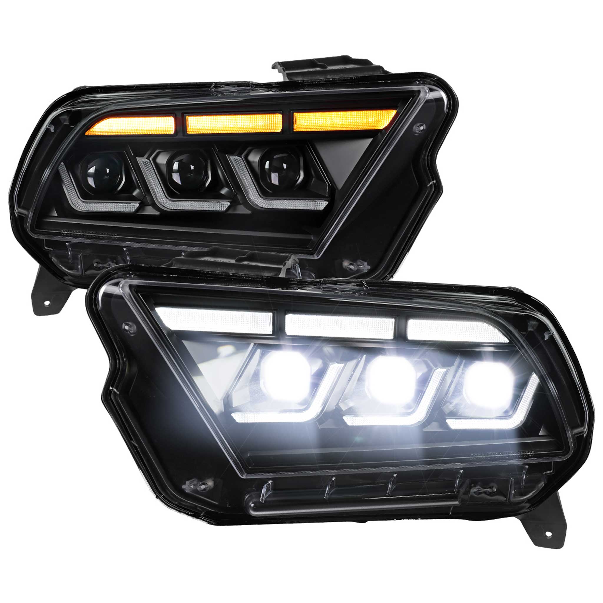 For Ford Mustang 2010-2014 Full LED Projector Headlights Sequential DRL Matte Black Clear Lens
