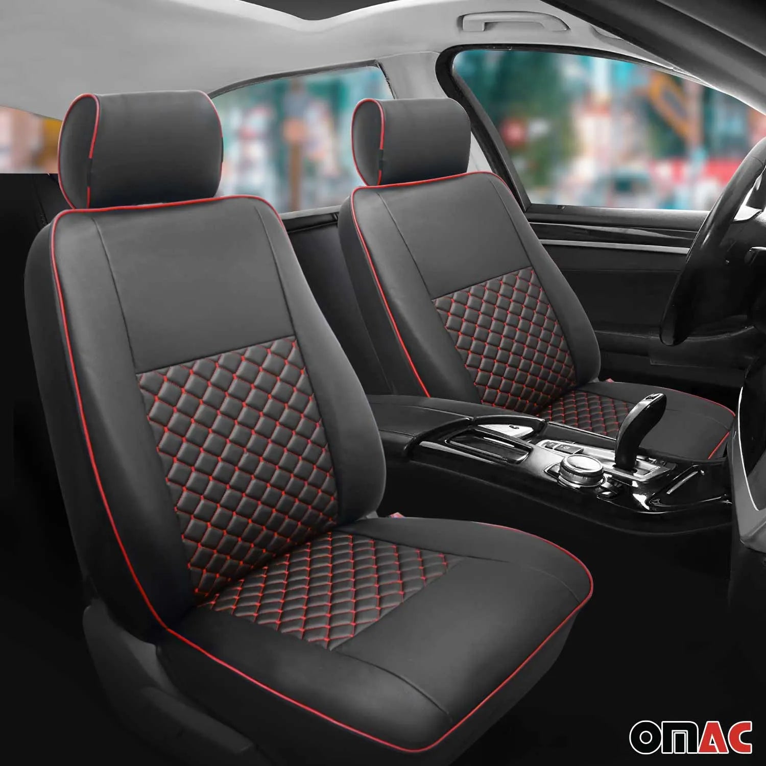 2015-2025 Ford Transit Leather Custom fit Car Seat Cover Black Red