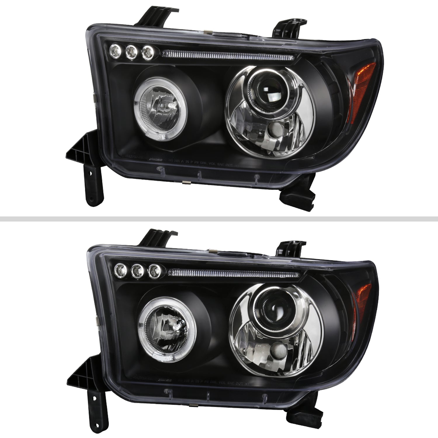 2007-2013 Toyota Tundra/ 08-2017 Sequoia Single Halo Projector Headlights Black