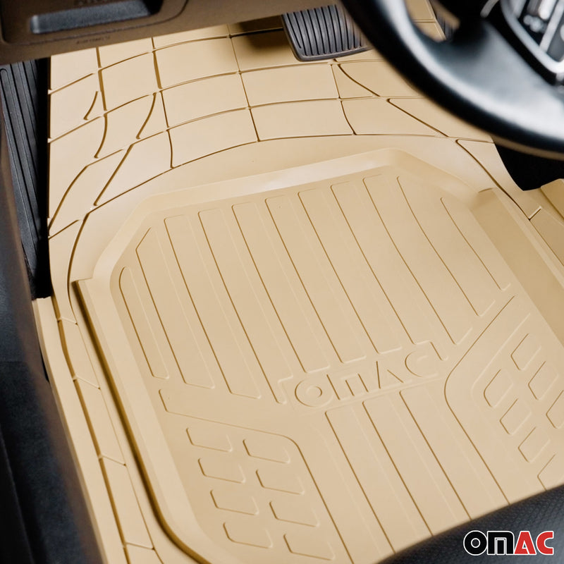 GMC Heavy Duty Trim to fit Floor Mats Liner Tan All Weather 4Pcs