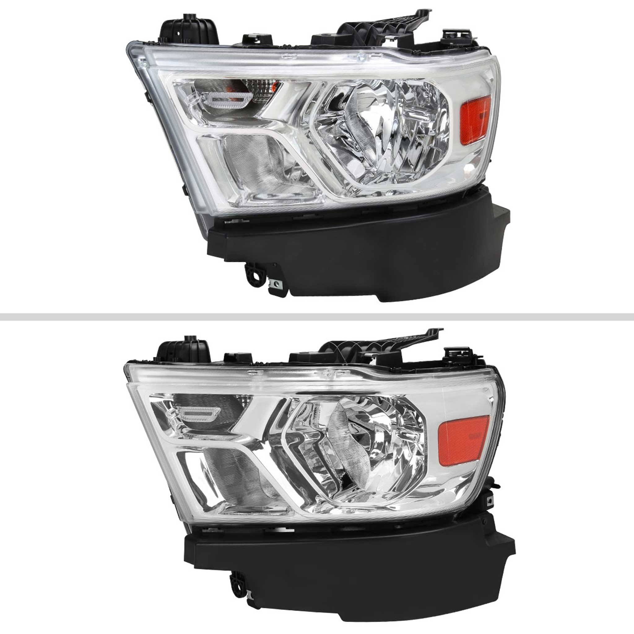 For Dodge RAM 1500 2019-2024 Factory Style Crystal Headlight  Driver Side Only Chrome Housing Clear Lens