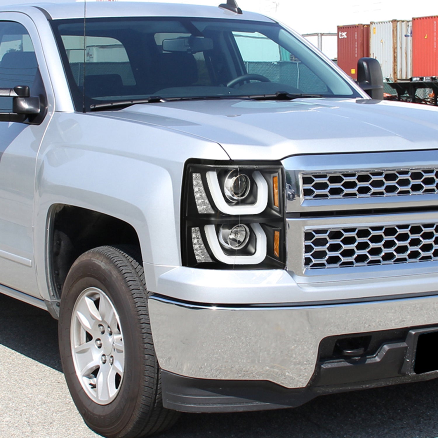 2014-2015 Chevy Silverado 1500 LED U-Bar Headlights LED Signal Lights Black