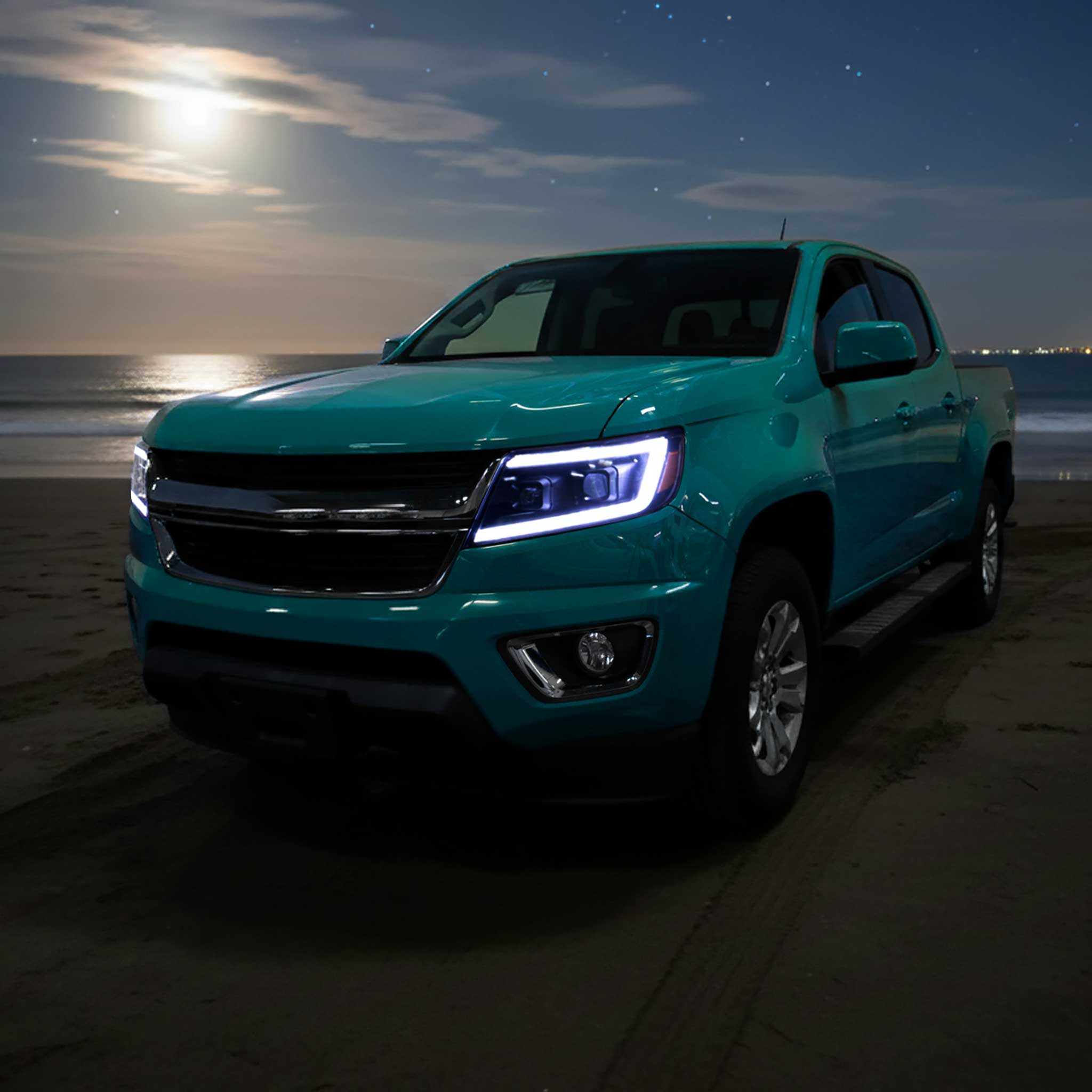 For Chevrolet Colorado 2015-2022 Headlights LED DRL Light Strip Turn Signal Side Marker Black Housing Clear Lens