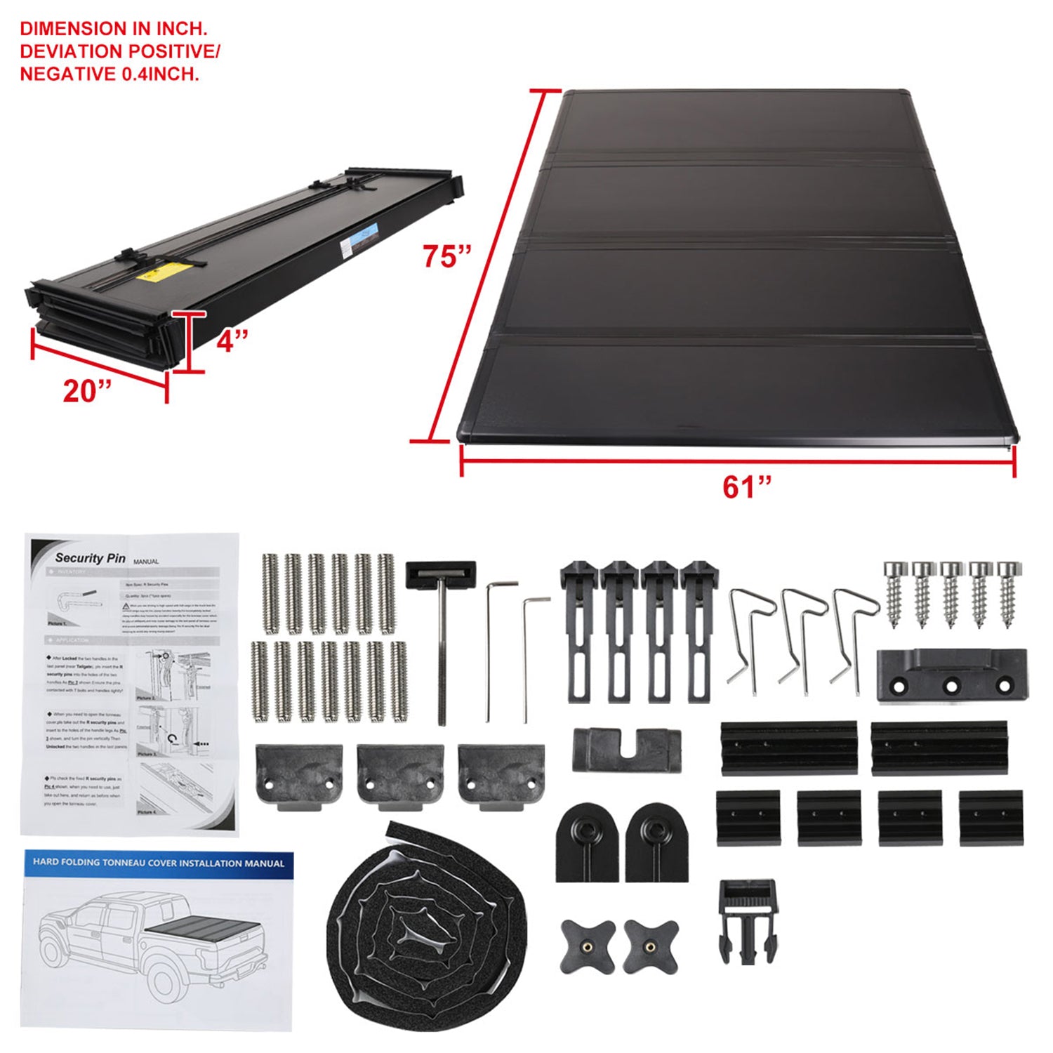 2016-2019 Toyota Tacoma 6' Short Bed Hard Quad-Fold Tonneau Cover