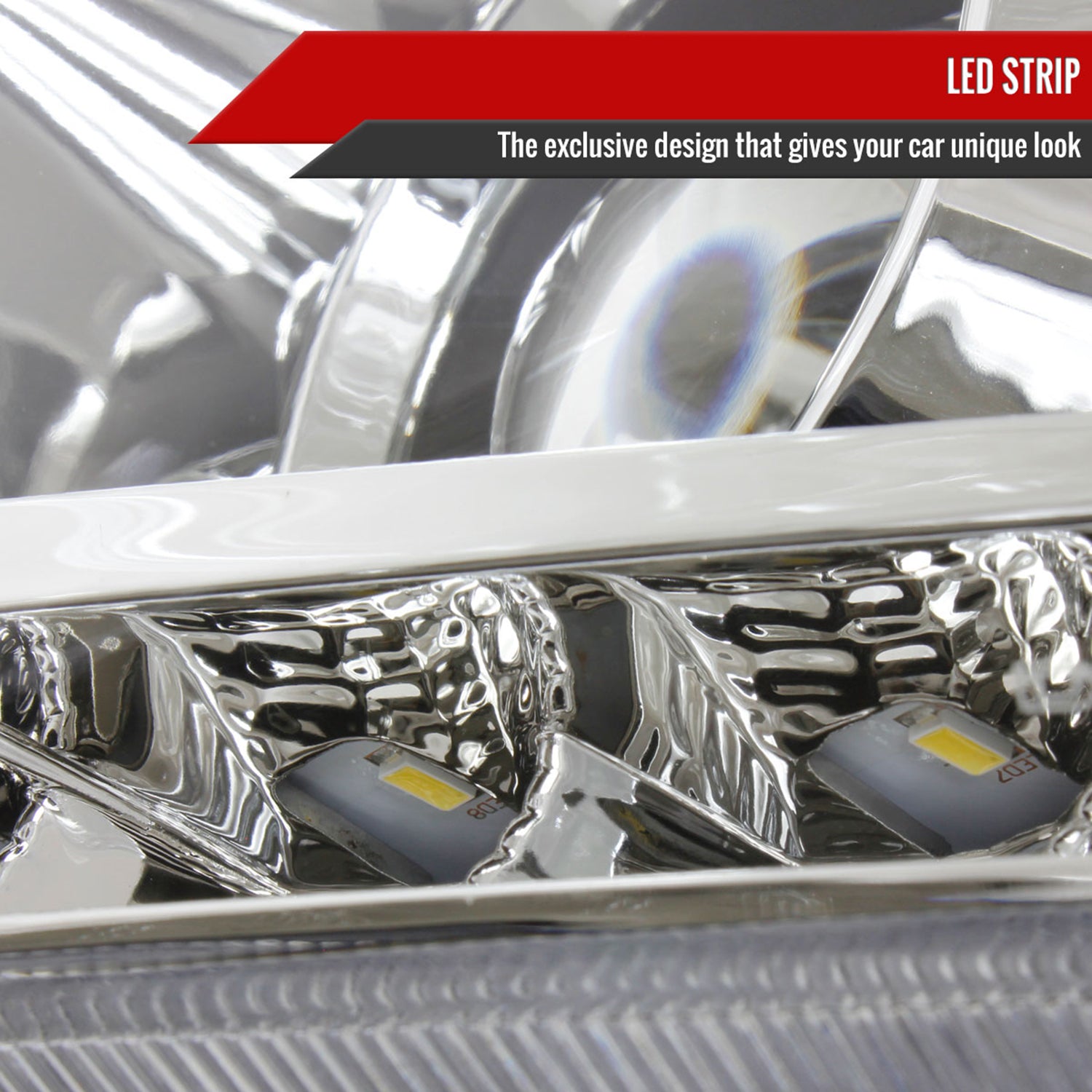 2011-2013 Toyota Highlander Projector Headlights SMD LED Light Strip Chrome