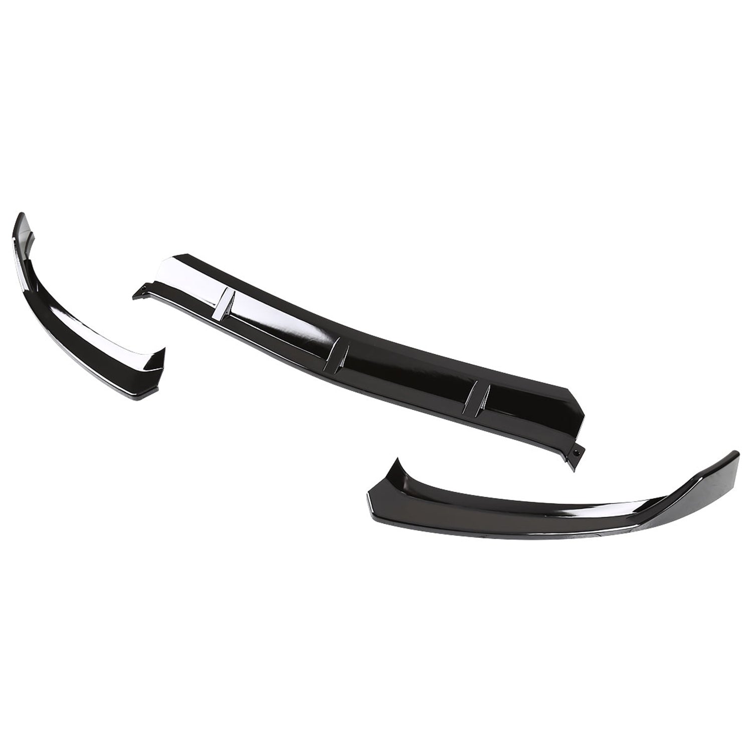 2015-2018 Mercedes Benz W205 C Class Glossy Black 3Pcs Bumper Lip Spoiler