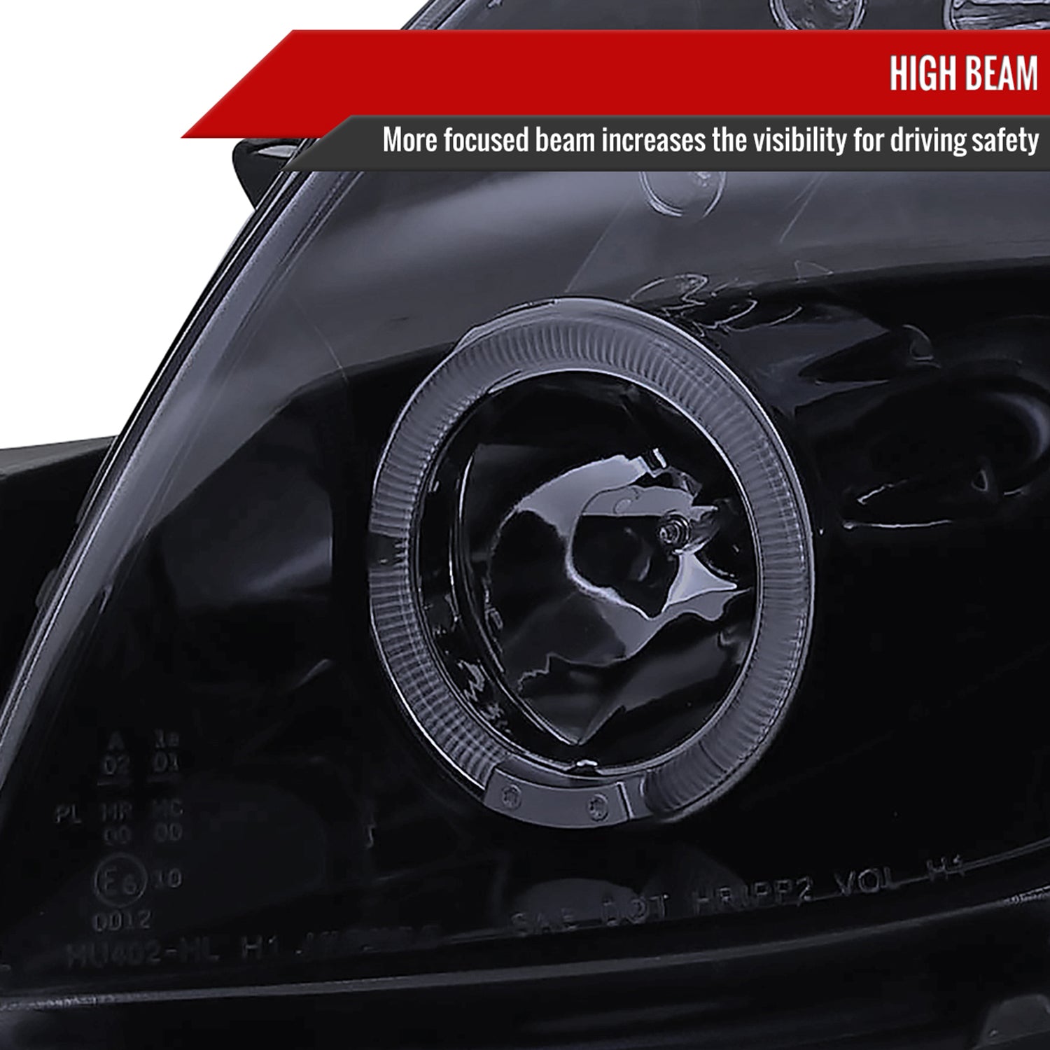 2006-2008 Toyota Yaris Dual Halo Projector Headlights Glossy Black/Smoke Lens