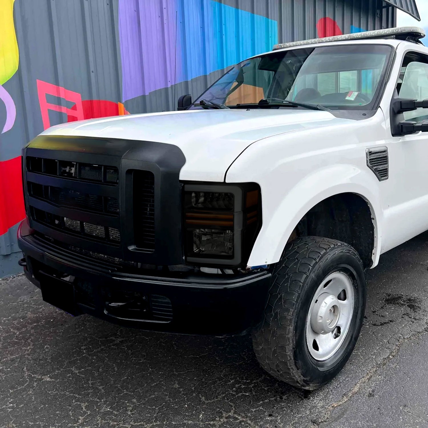 2008-2010 Ford F-250/350/450/550 SuperDuty LED Signal Factory Headlights Black