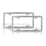 2 Pcs Brushed Chrome S. Steel License Plate Frame Tag Holder