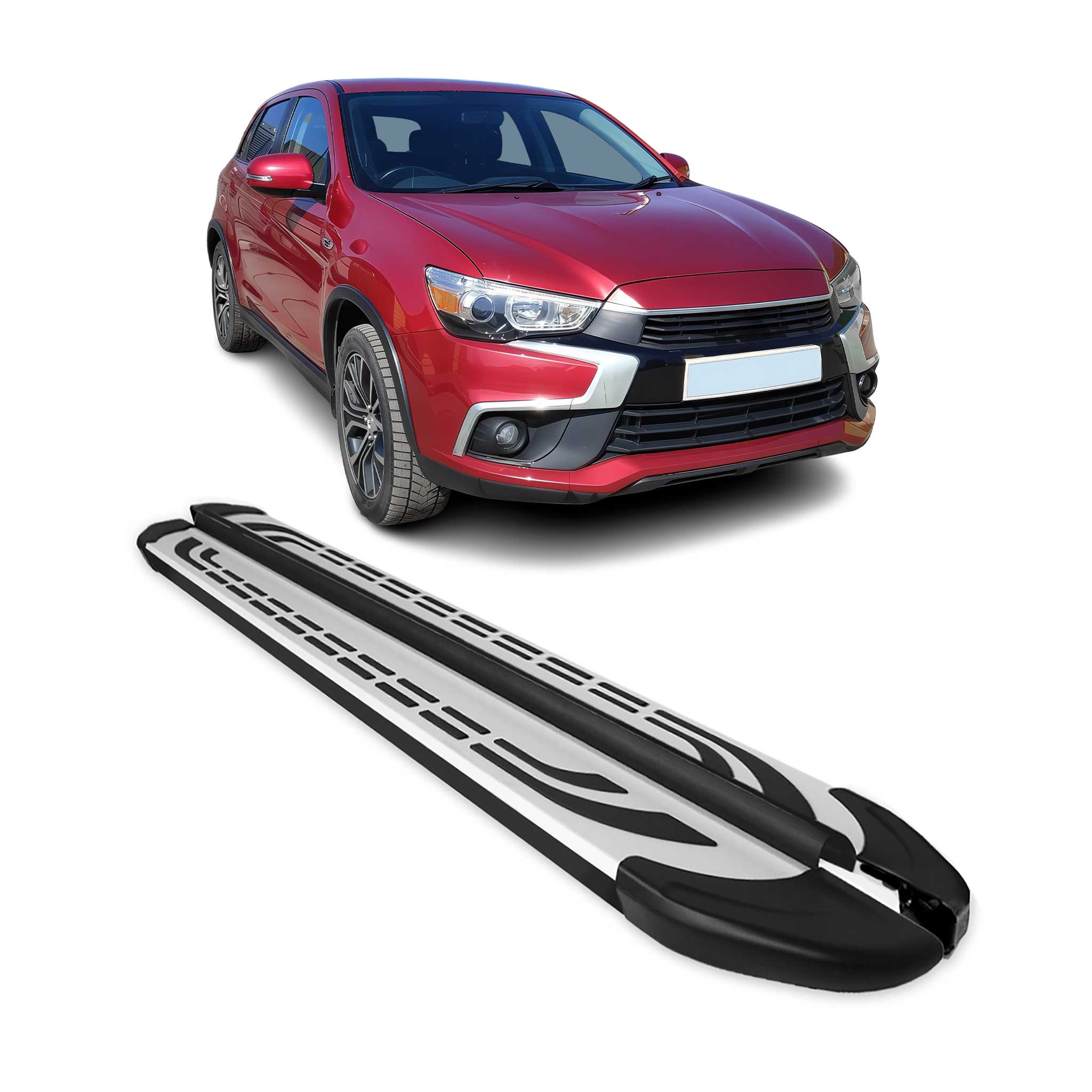 2011-2024 Mitsubishi Outlander Sport Running Boards Side Steps Silver & Black