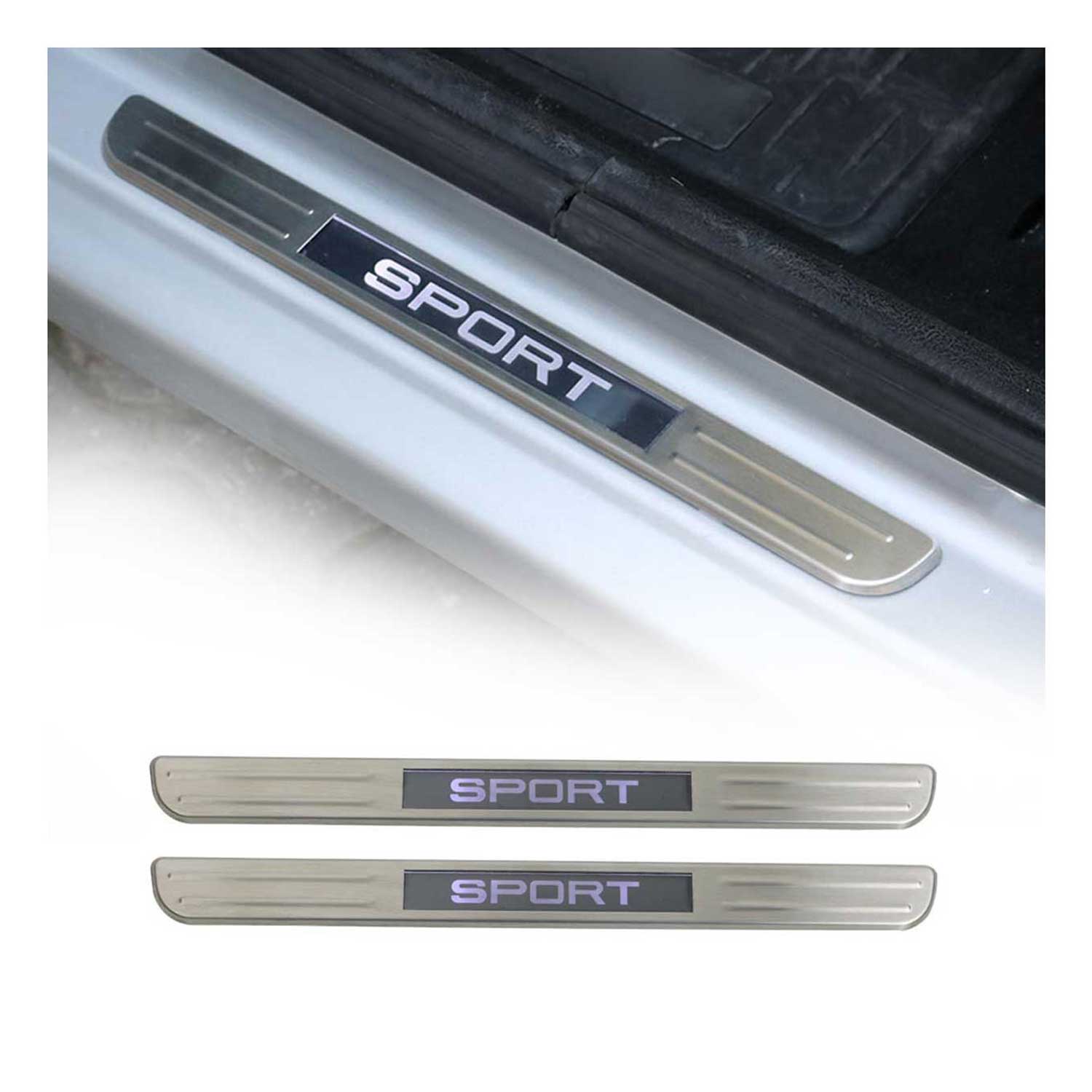 Chrysler PT Cruiser Door Sill Scuff Plate Illuminated Sport Stainless Steel Silver 2 Pcs