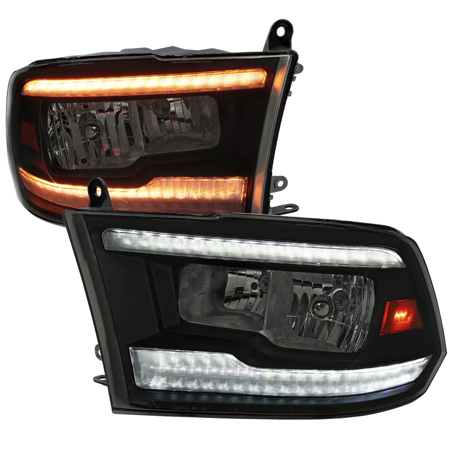 2009-2018 Dodge RAM 1500/ RAM 2500 3500 Dual LED Bar Factory Headlights Black