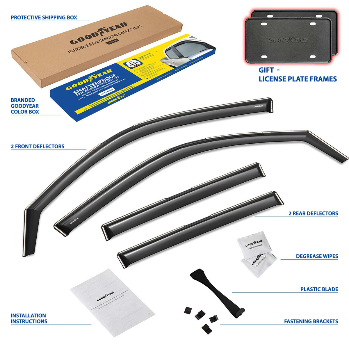 Goodyear Wind Deflectors for Lexus GX 460 2010-2023 In-channel Premium Smoke 4x