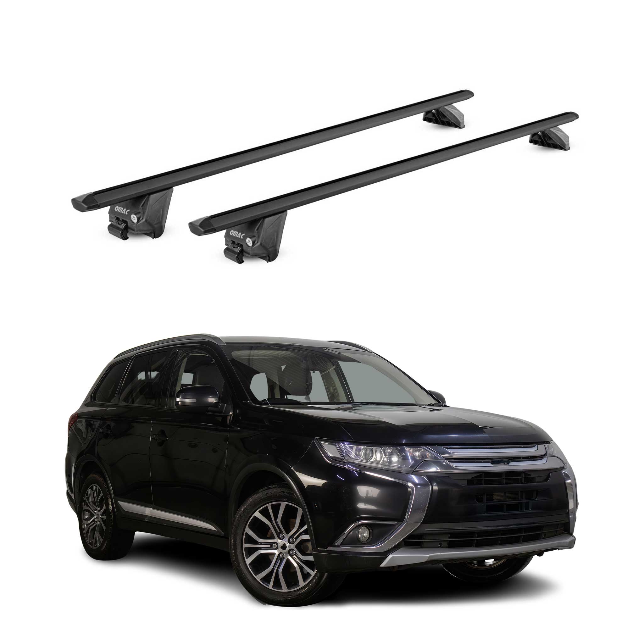 Roof Rack Cross Bars Carrier for Mitsubishi Outlander 3.gen 2014-2021 Black 2x