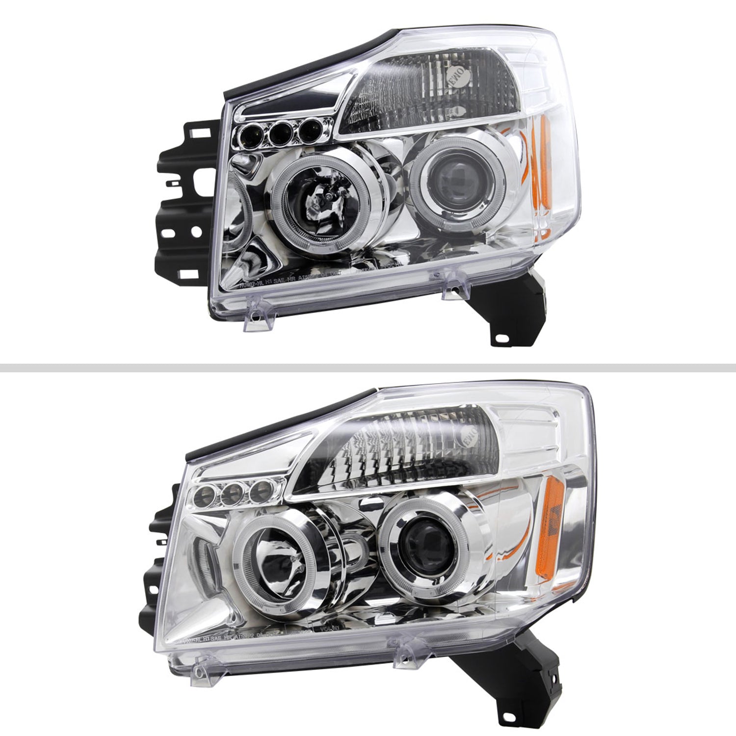 2004-2015 Nissan Titan/ 2004-2007 Armada Dual Halo Projector Headlights Chrome