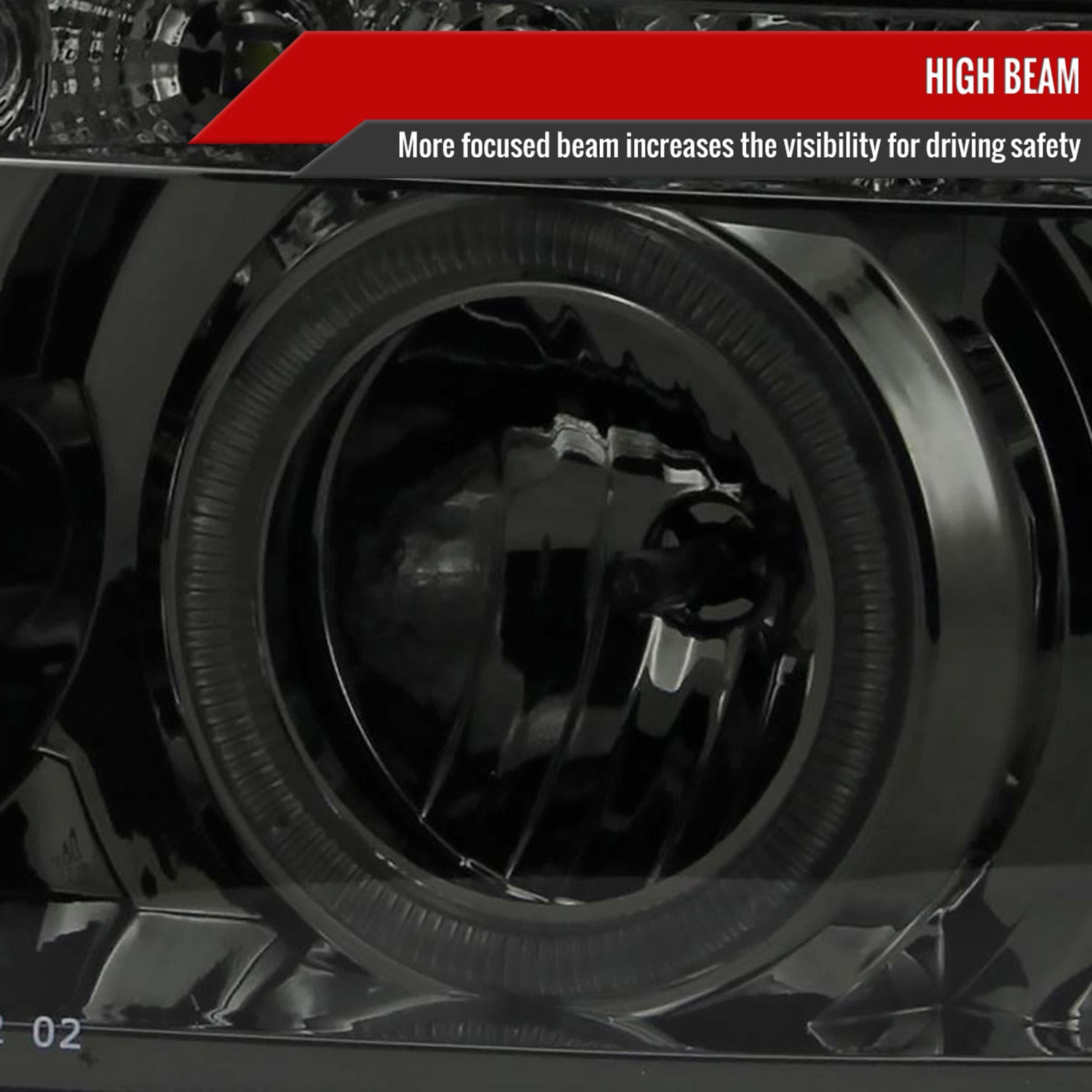 2002-2006 Cadillac Escalade Dual Halo Projector Headlights LED Light Smoke