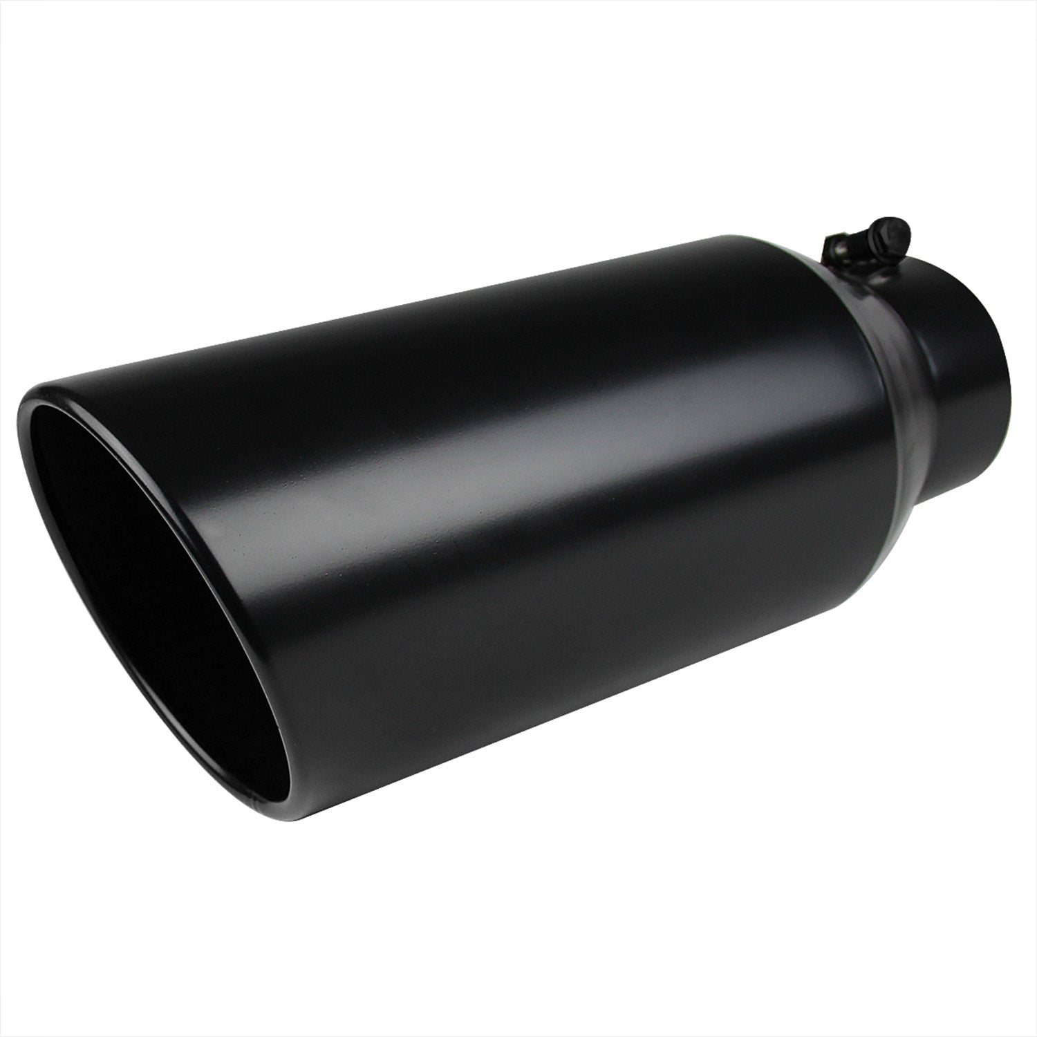 Universal 4" Inlet/6" Outlet Black Stainless Steel Bolt-On Angled Exhaust Tip