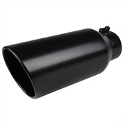 Universal 4" Inlet/6" Outlet Black Stainless Steel Bolt-On Angled Exhaust Tip