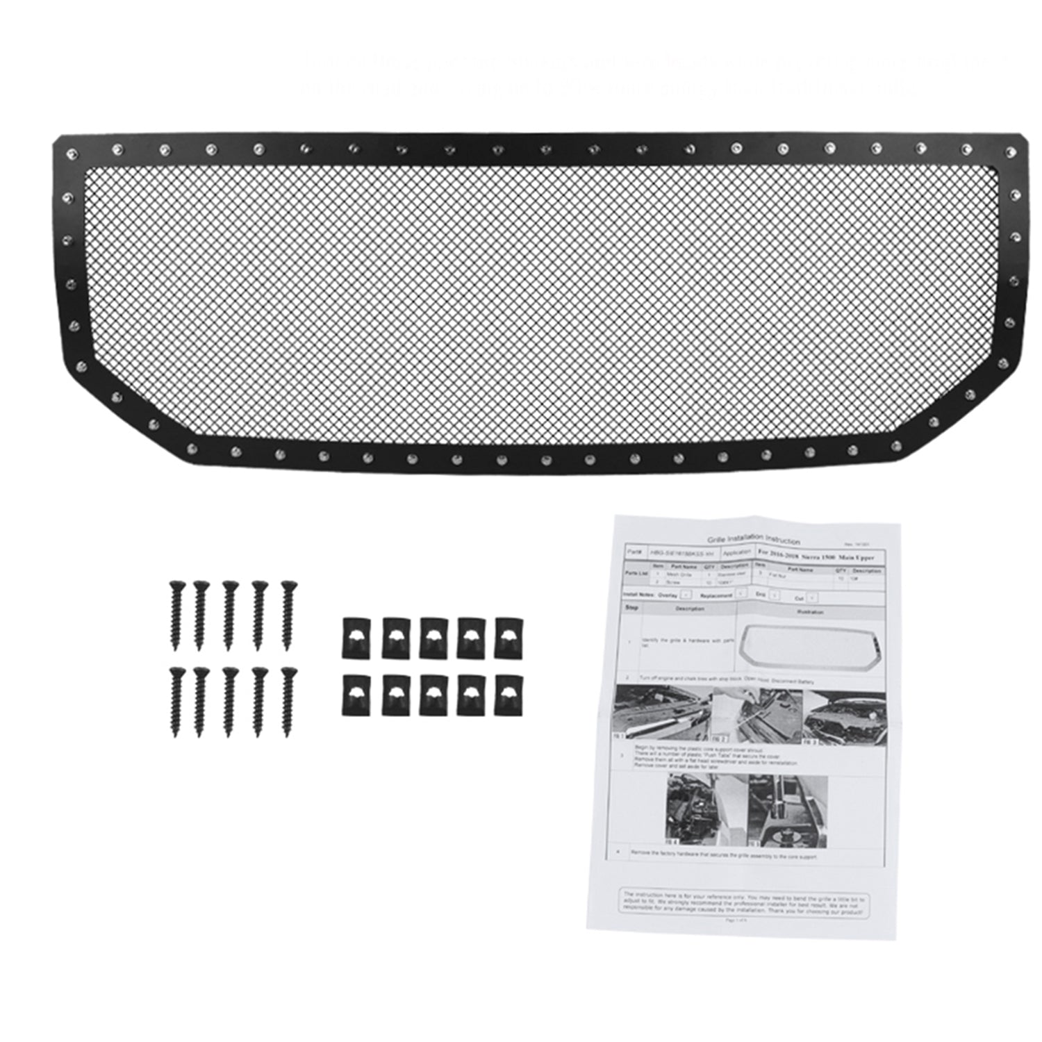 2016-2018 GMC Sierra 1500 Rivet Style Black S.Steel Mesh Grille Insert