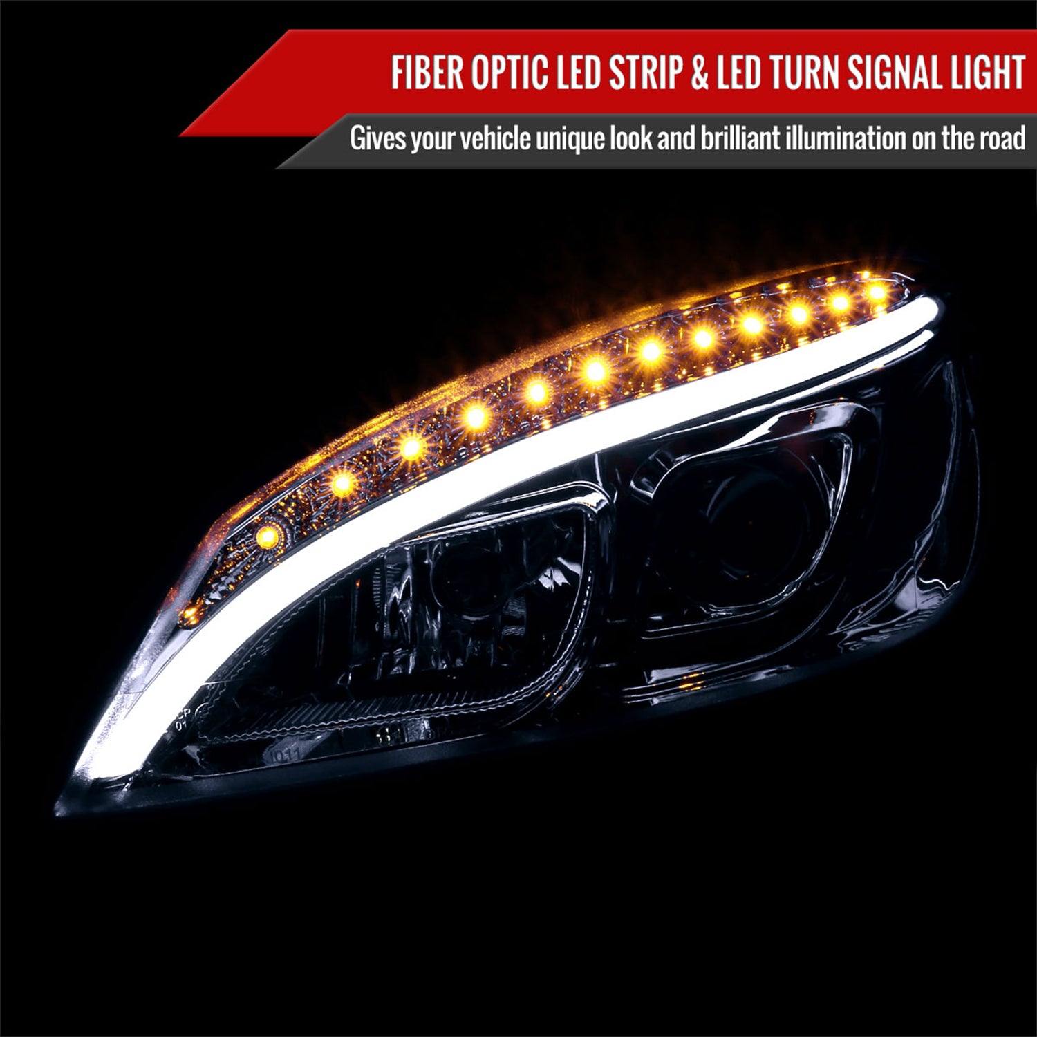 2008-2011 Mercedes W204 C Class Headlights LED Light Bar&LED Signal Chrome