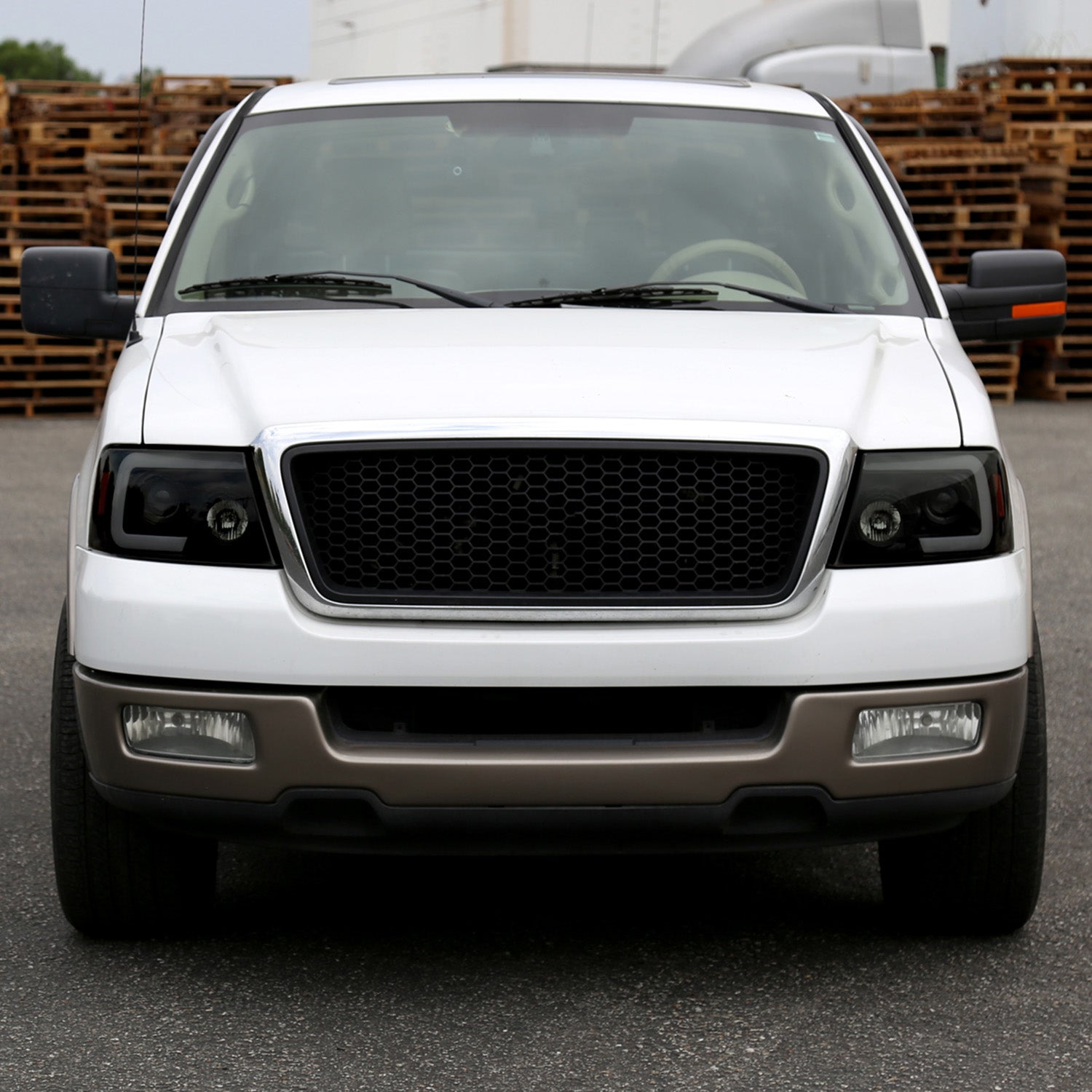 2004-2008 Ford F-150/Lincoln Mark LT LED CBar Projector Headlights Black&Smoke