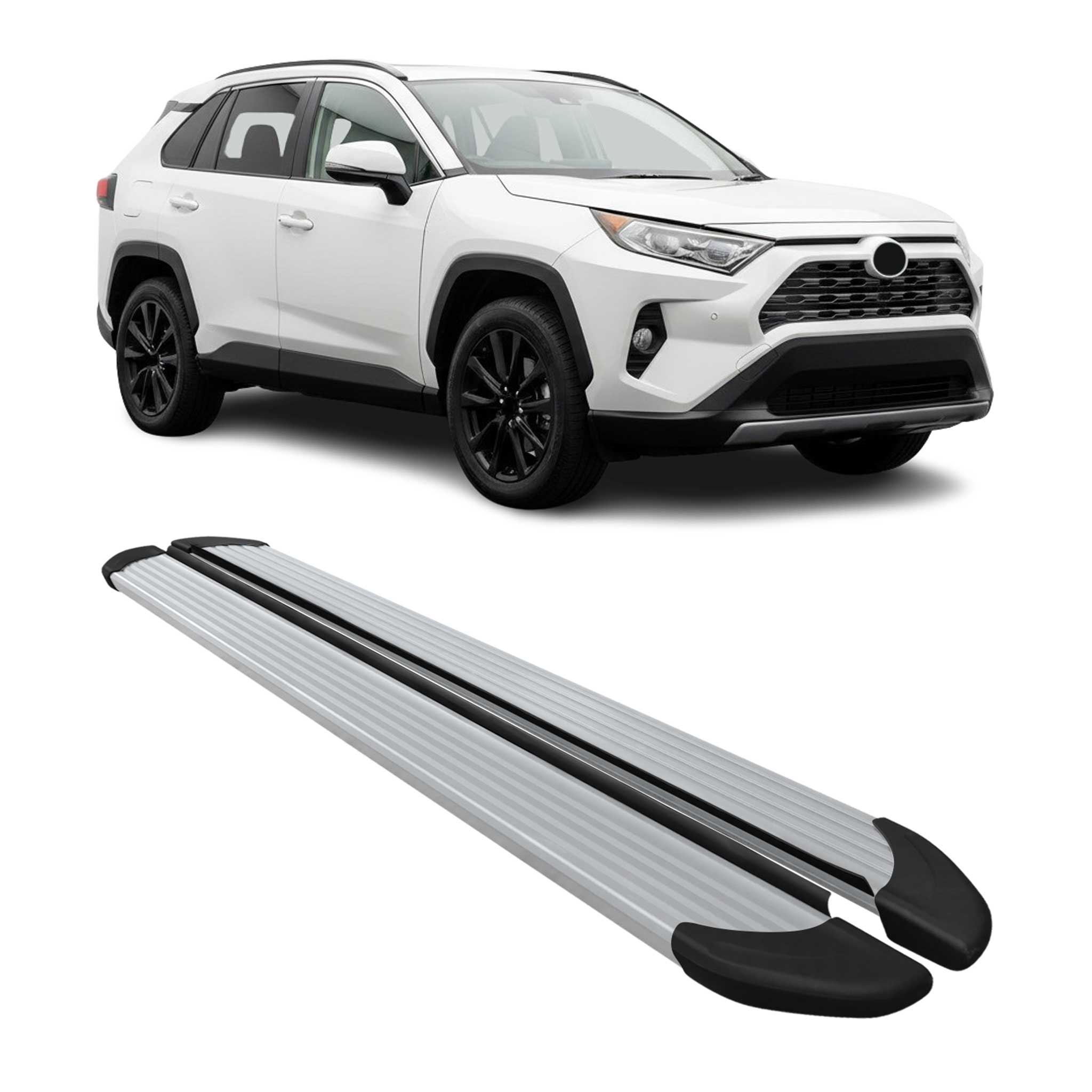 2019-2025 Toyota RAV4 Hybrid Running Boards Side Steps Silver