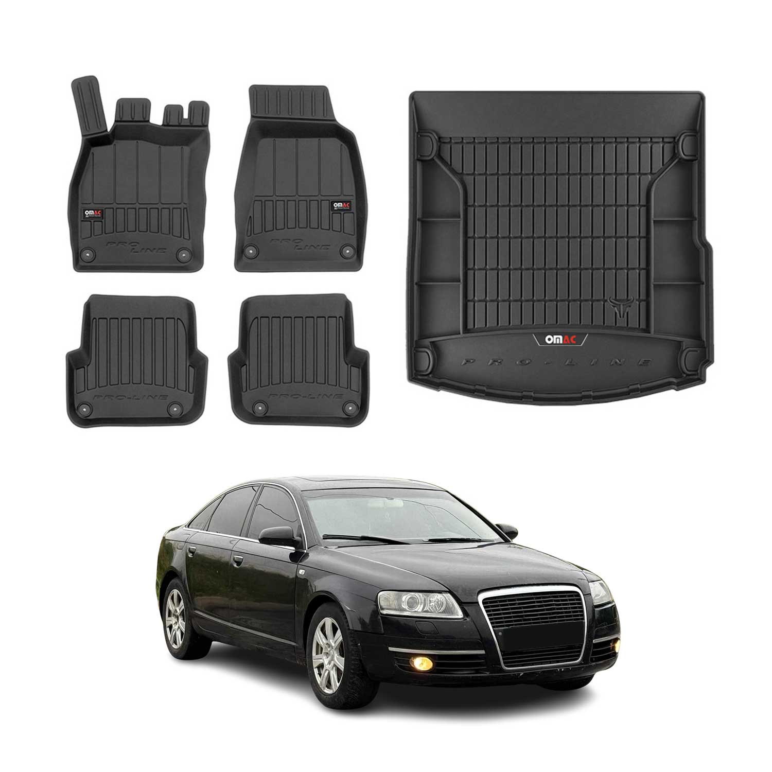 2008-2011 Audi A6 Sedan Quattro S6 RS6 Premium Floor Mats & Cargo Liner Full Set All Weather Heavy Duty