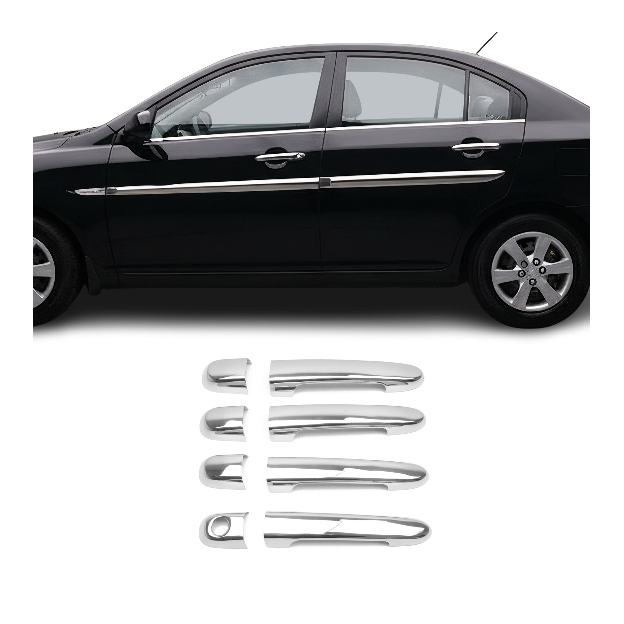 2006-2011 Hyundai Accent Sedan Car Door Handle Cover Protector Stainless Steel 8 Pcs
