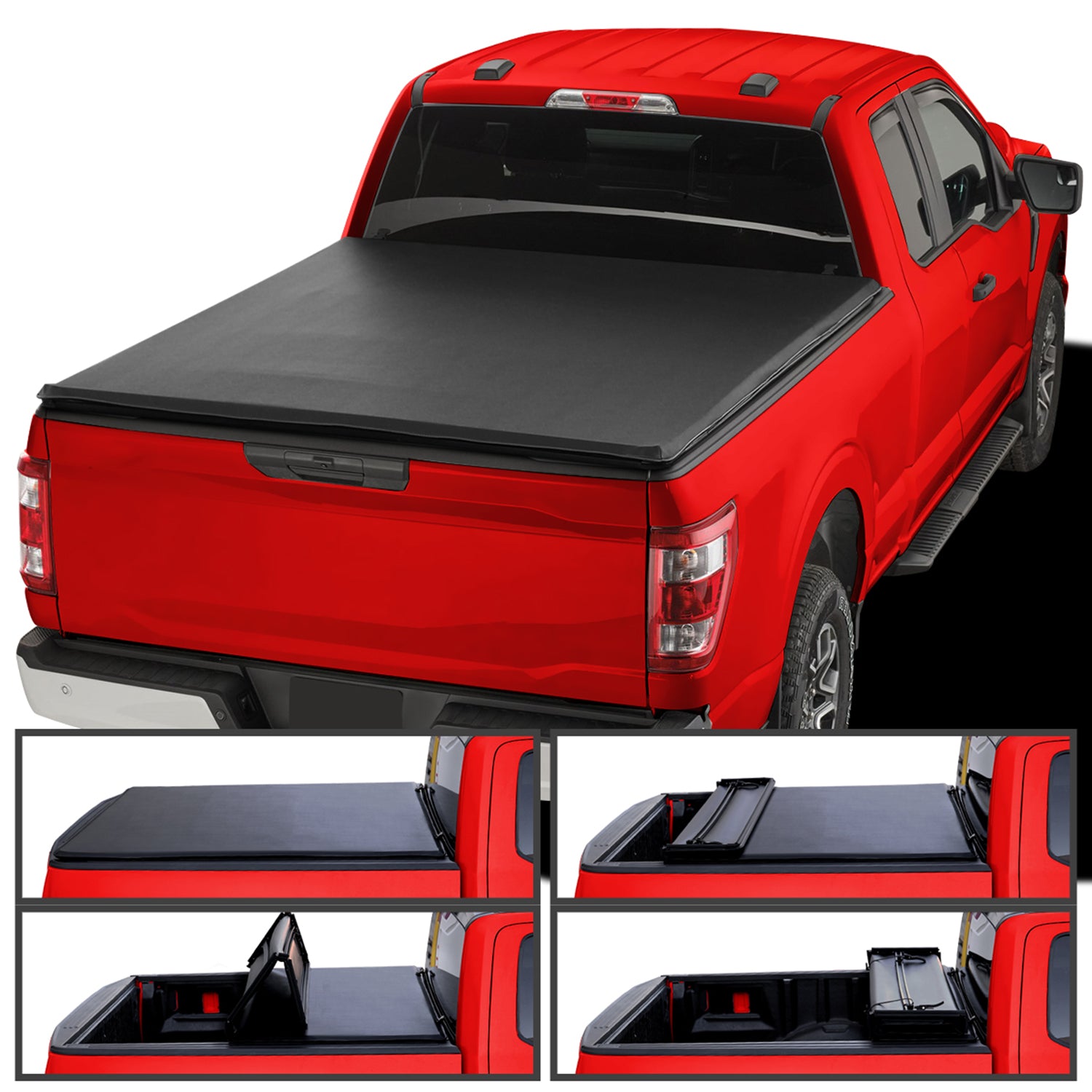 2015-2021 Ford F-150 Super Crew Cab 6'6" Bed Soft Quad-Fold Tonneau Cover