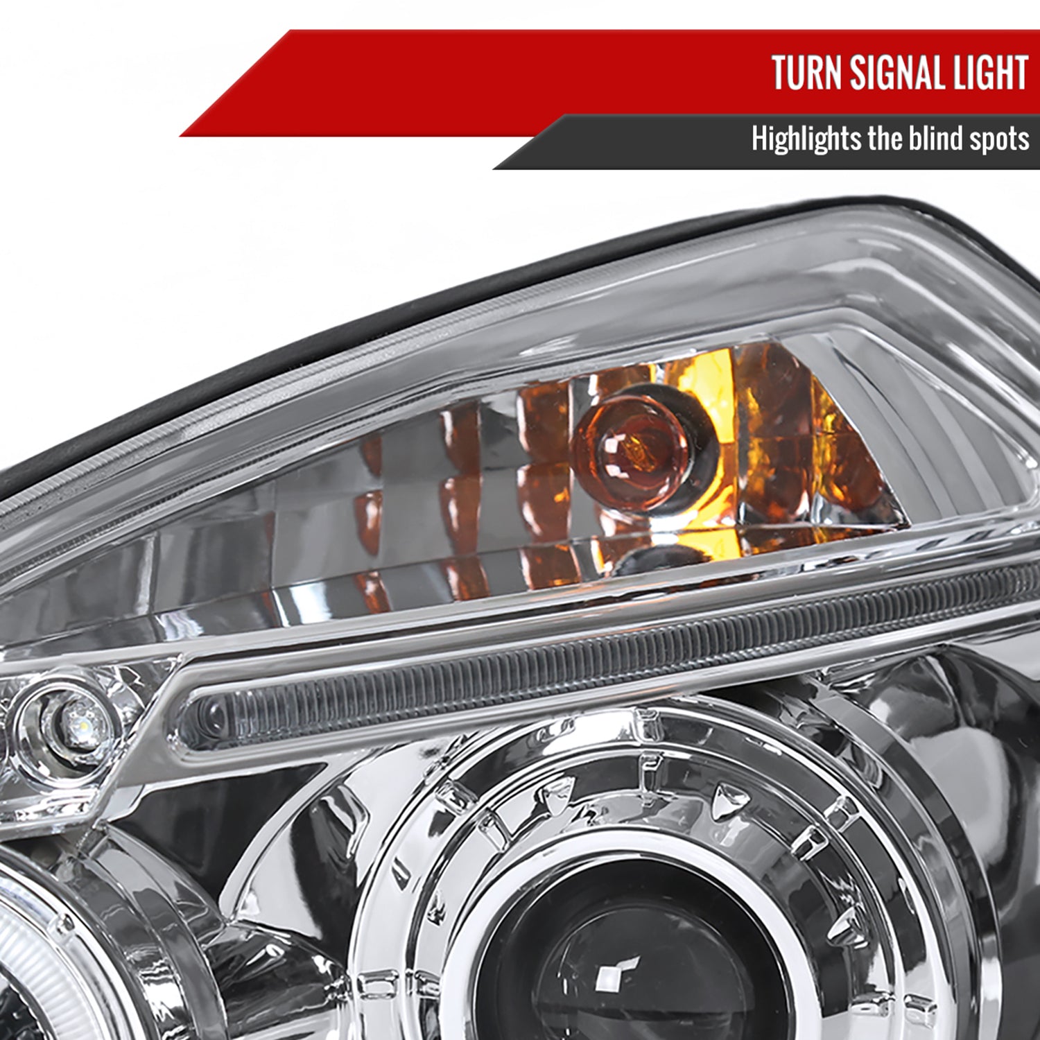 2005-2009 Hyundai Tucson Single Halo Projector Headlights Chrome/Clear Lens