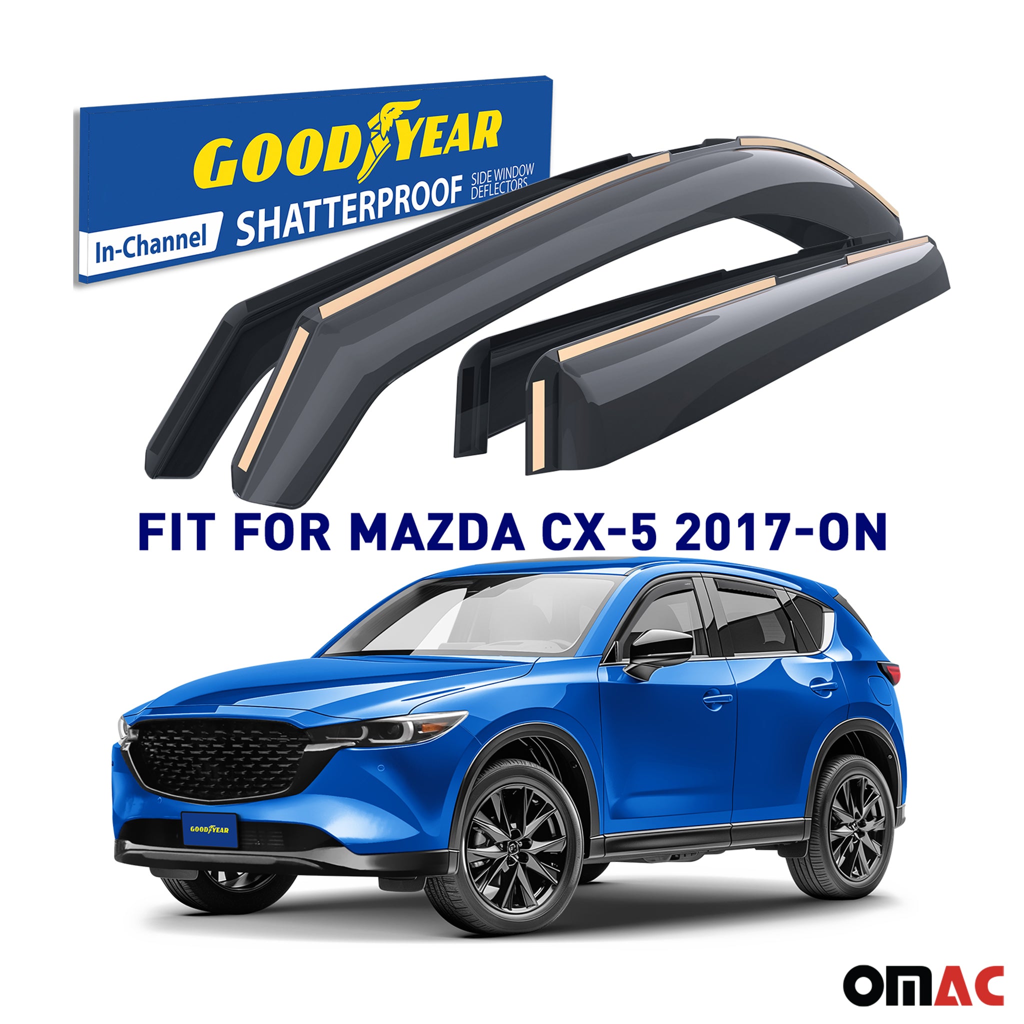 Goodyear Wind Deflectors for Mazda CX-5 2017-2025 In-channel Premium Smoke 4 pcs
