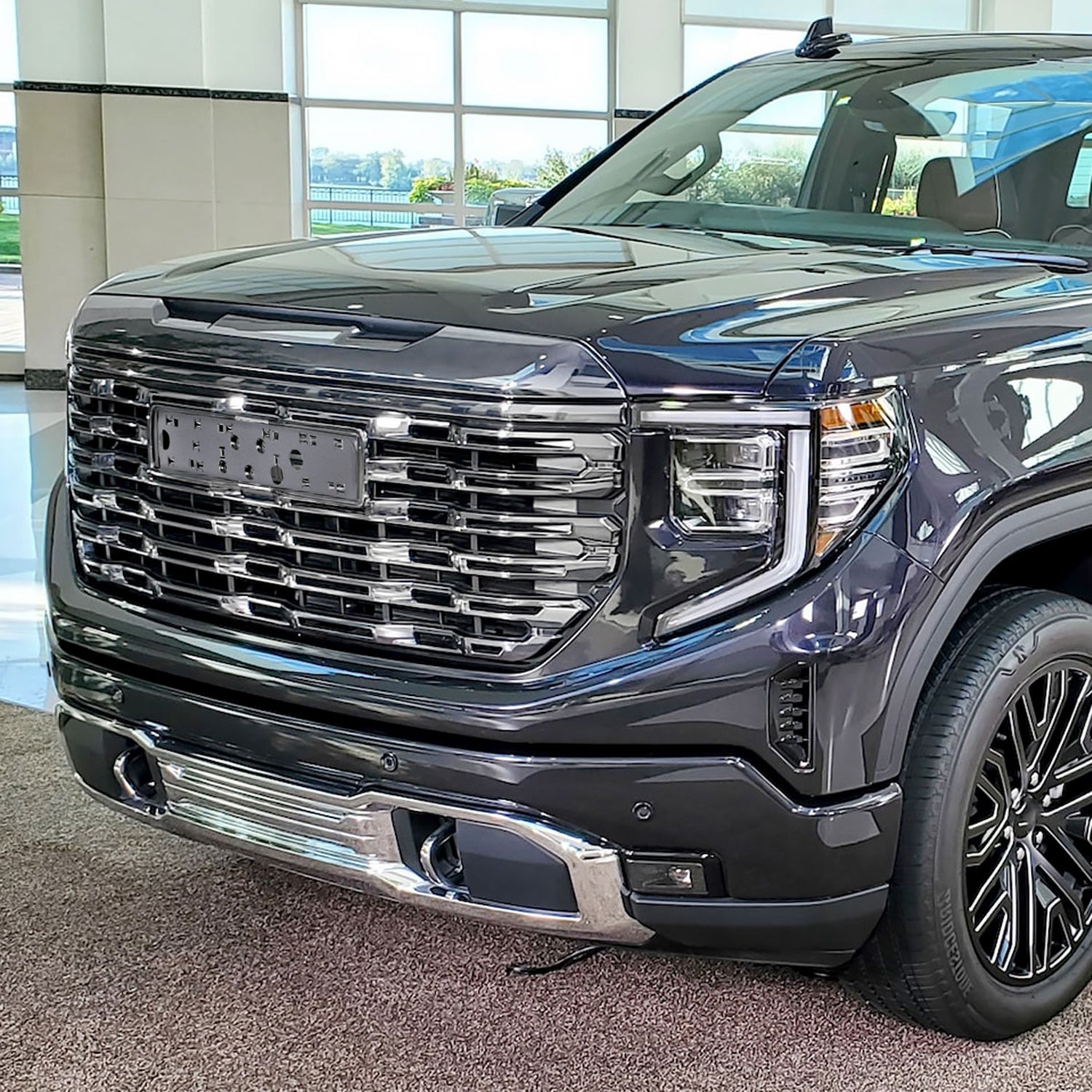 2022-2024 GMC Sierra 1500 Chrome Denali Style Front Upper Mesh Hood Grille