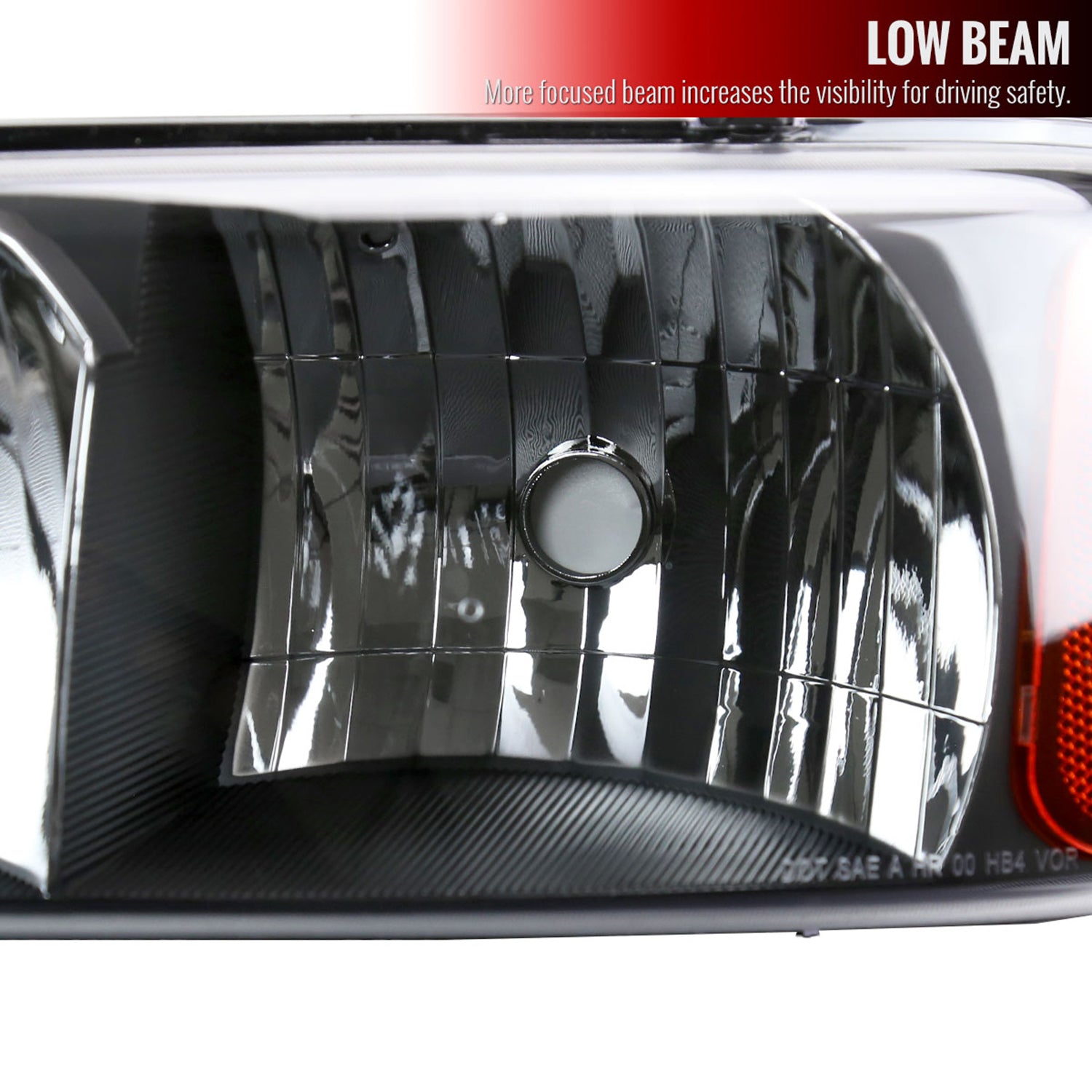 1999-2006 GMC Sierra/Yukon/Yukon XL Headlights Amber Reflector Black