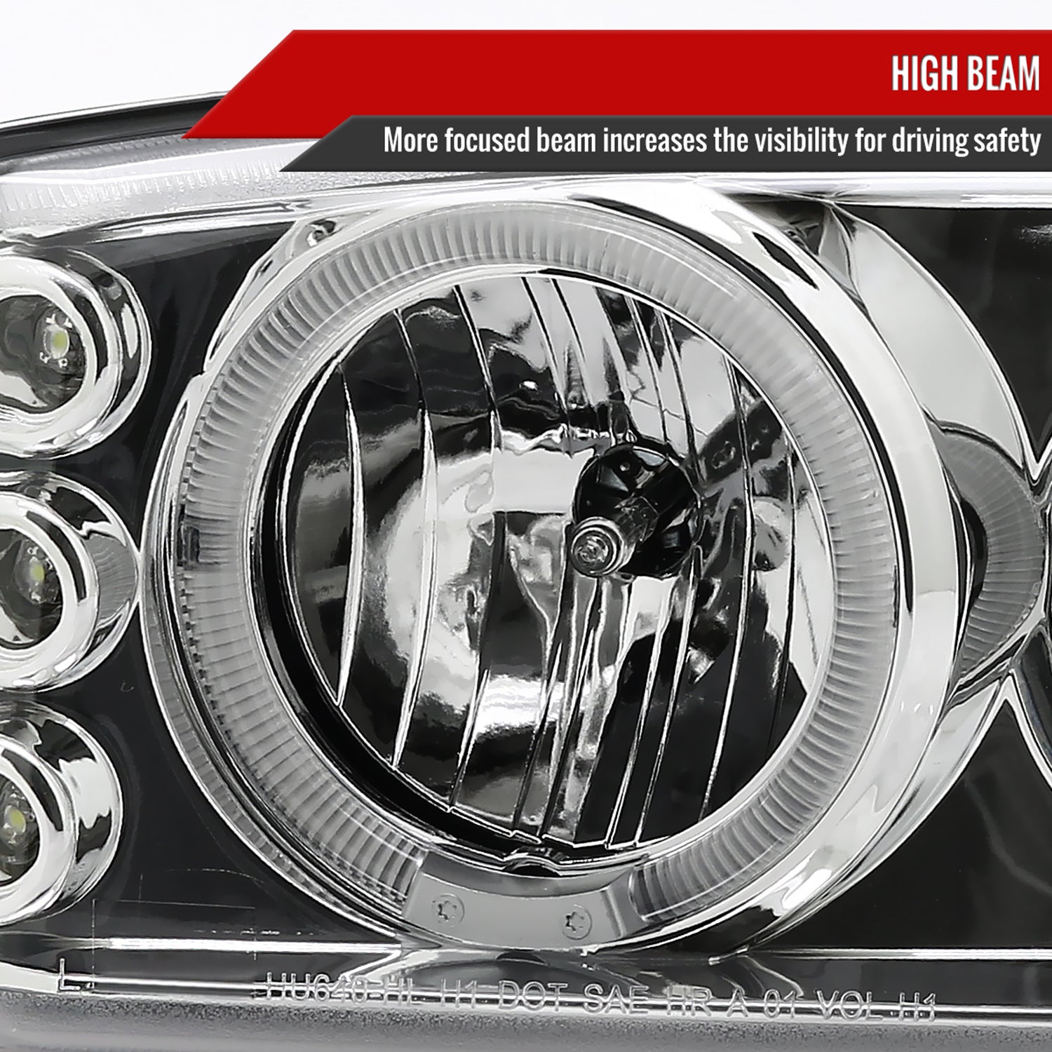 1999-2006 GMC Sierra/Yukon/Yukon XL Dual Halo Projector Headlights Chrome