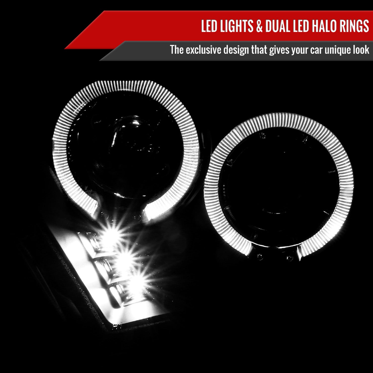 2010-2014 Ford Mustang Dual Halo Projector Headlights Matte Black/Clear Lens