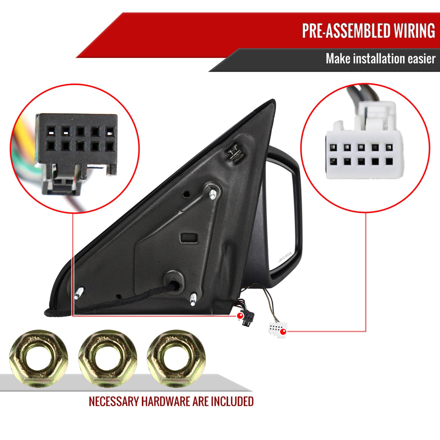 2013-2019 Dodge RAM Black Heated Side Mirror Turn & Puddle Light Passenger