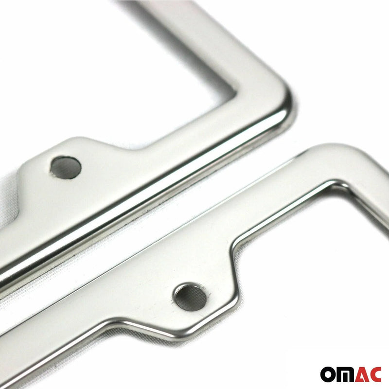 2 Pcs Chrome Stainless Steel License Plate Frame Tag Holder