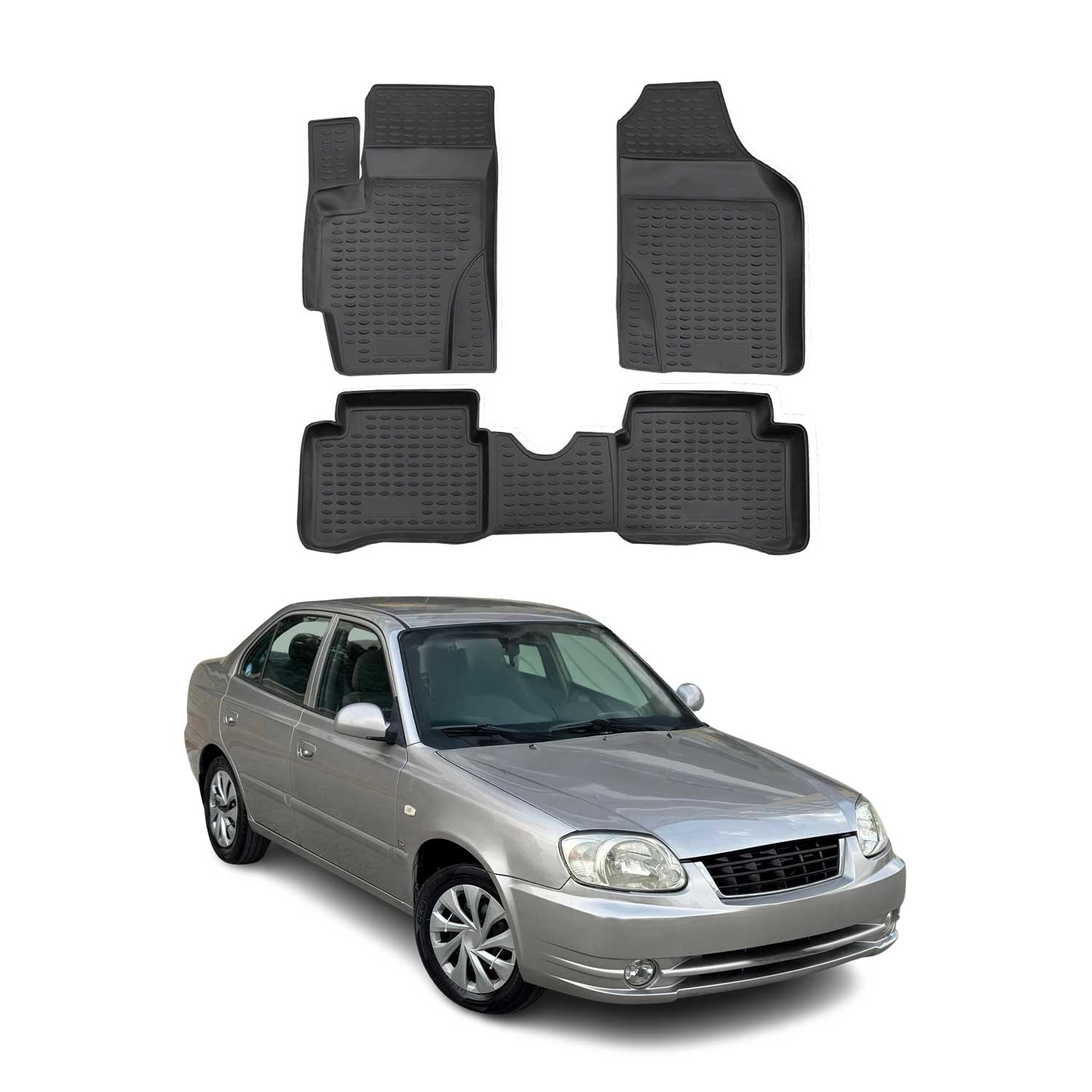 2006-2011 Hyundai Accent Floor Mats Liners Full Set All Weather Black