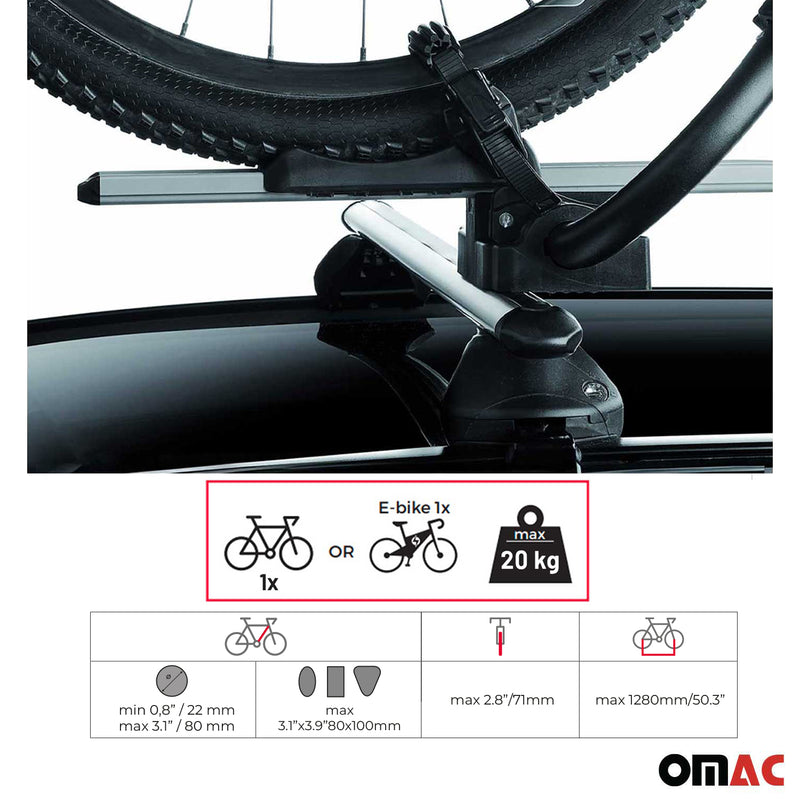 Car Rooftop Mount Bike Rack Carrier Bicycle Universal Lockable Black